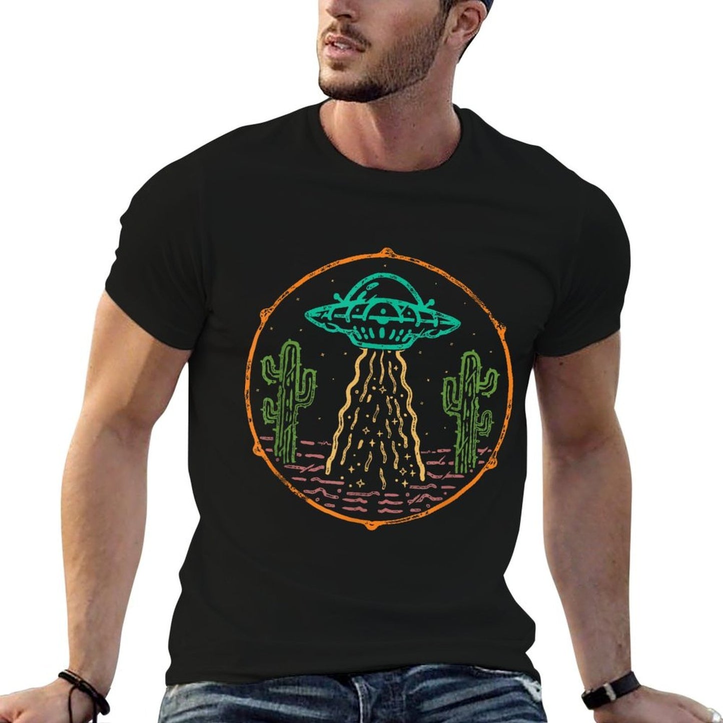 Retro UFO Aliens Extraterrestrial Outer Space Ship Galaxy Comfortable T-Shirt