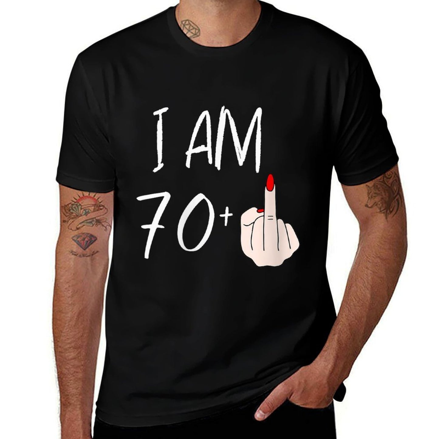Womens I Am 70 Plus 1 Middle Finger For A 70th Birthday For Women Classic T-Shirt