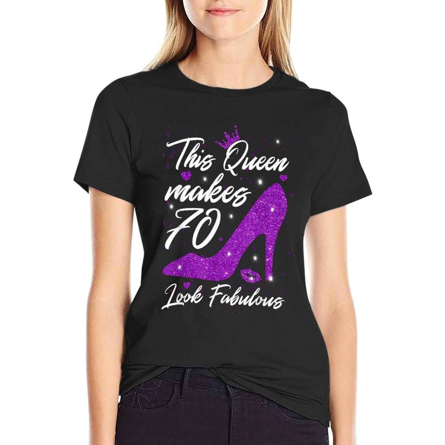This Queen Makes 70 Look Fabulous 70th Birthday Summer-ready Fabric T-Shirt