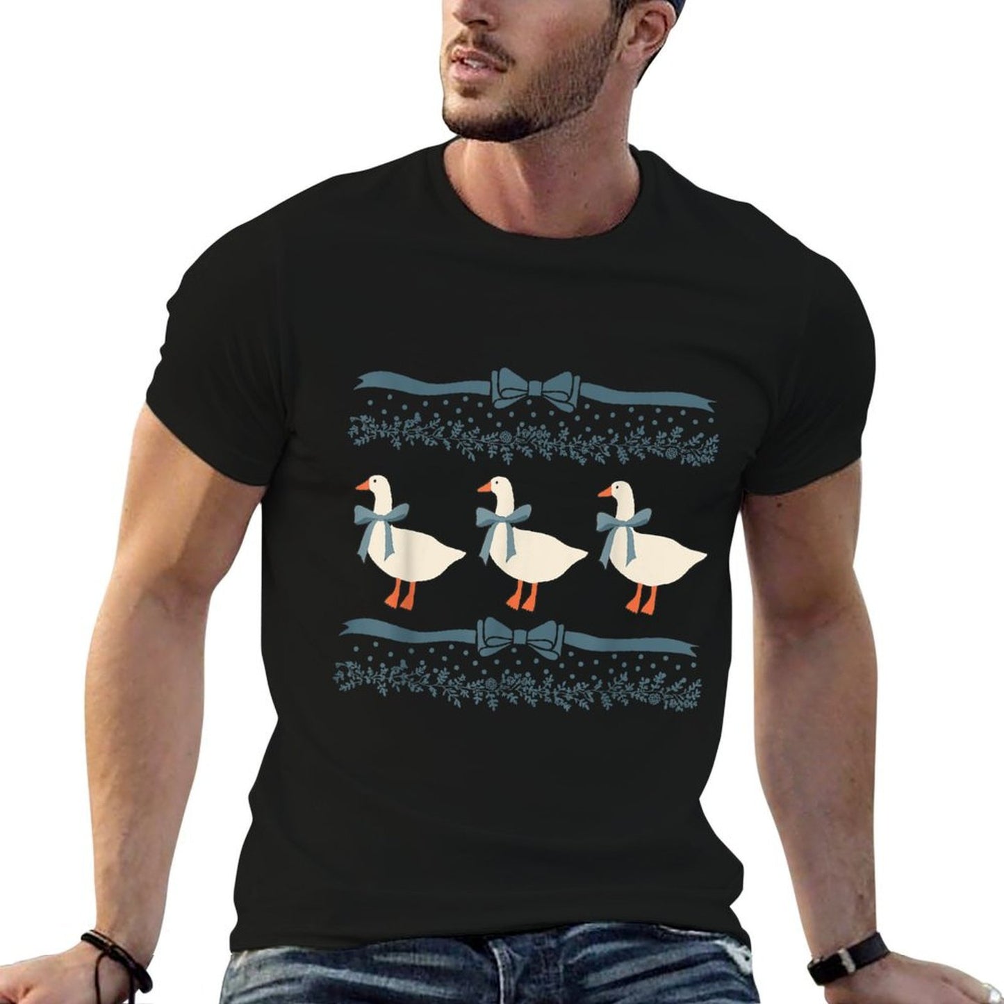 1980s Blue Ribbon Goose With Hearts Vintage-inspired T-Shirt