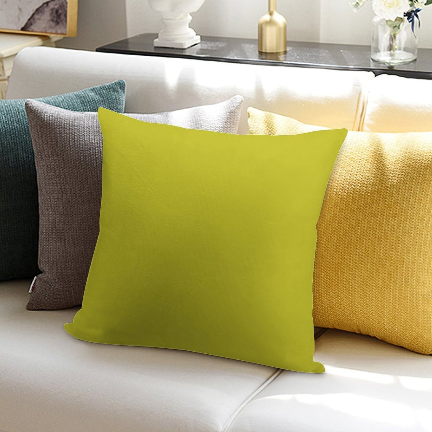 Solid Chartreuse Soft Warmth Comfort Throw Pillow