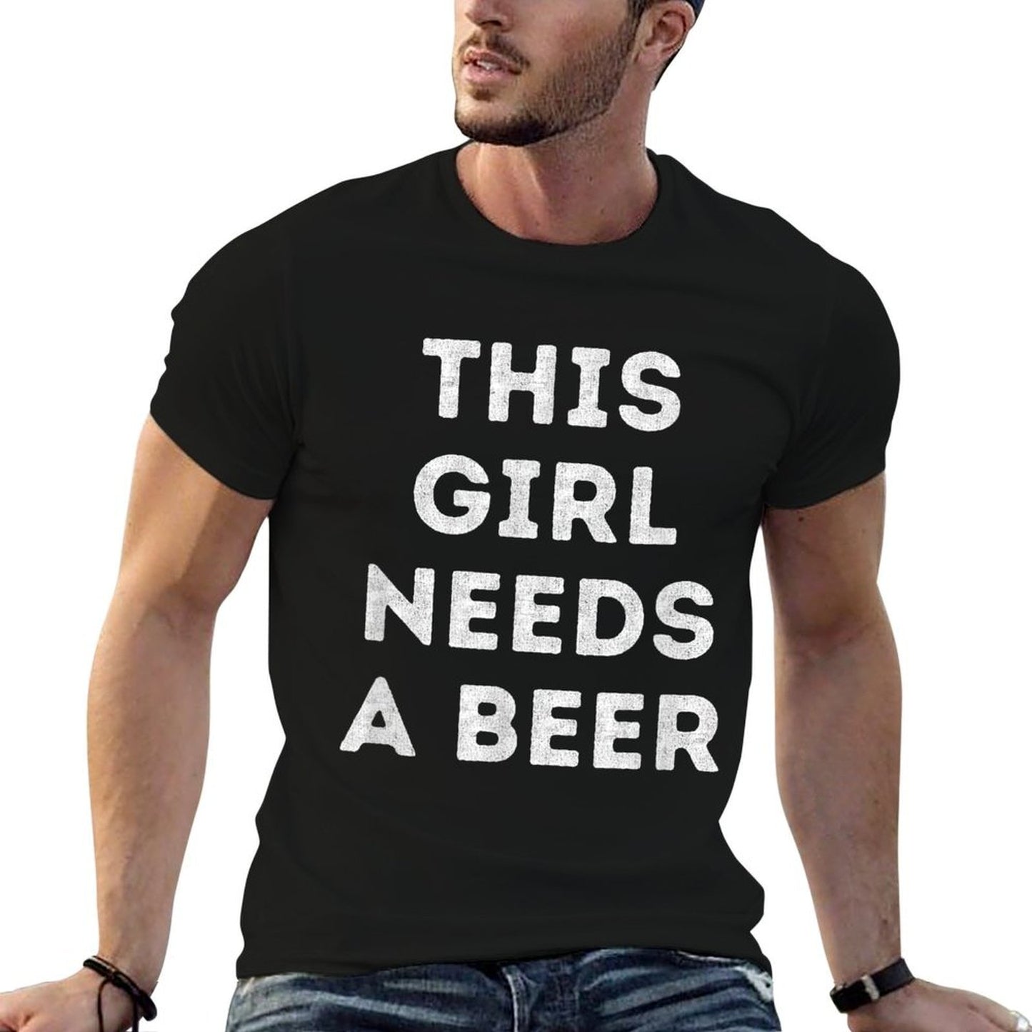 This Girl Needs A Beer Funny Drinking 21st Birthday Slim-fit Cut T-Shirt