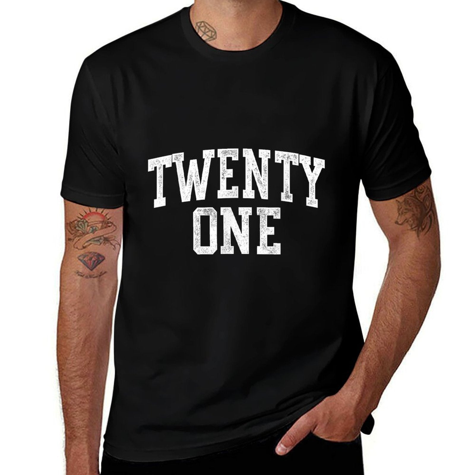 Twenty One Minimalist 21st Birthday Design 21-Year-Old  High-quality Stitching T-Shirt
