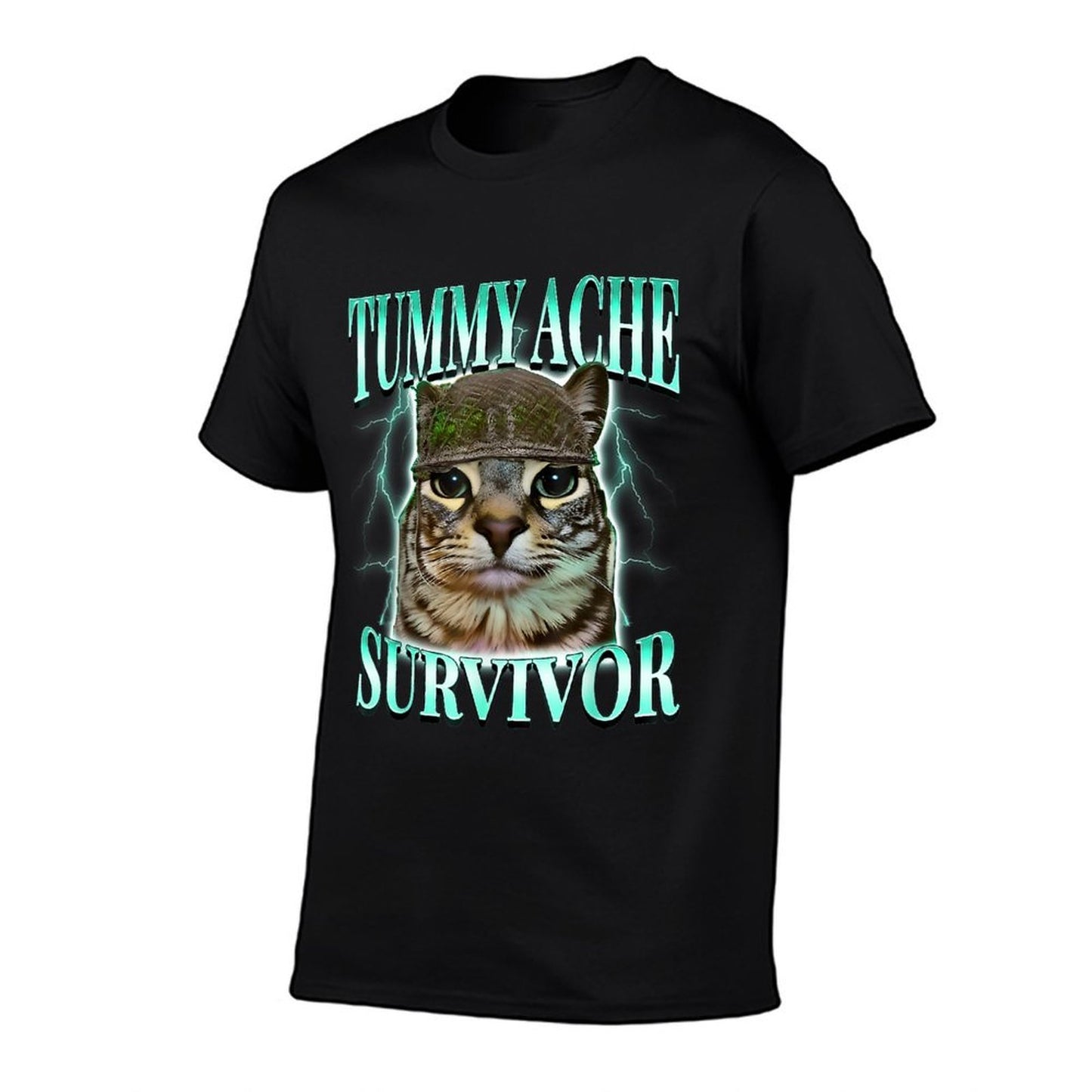Tummy Ache Survivor Cat Meme Funny Saying Cats Animals for Men Women Comfortable T-Shirt
