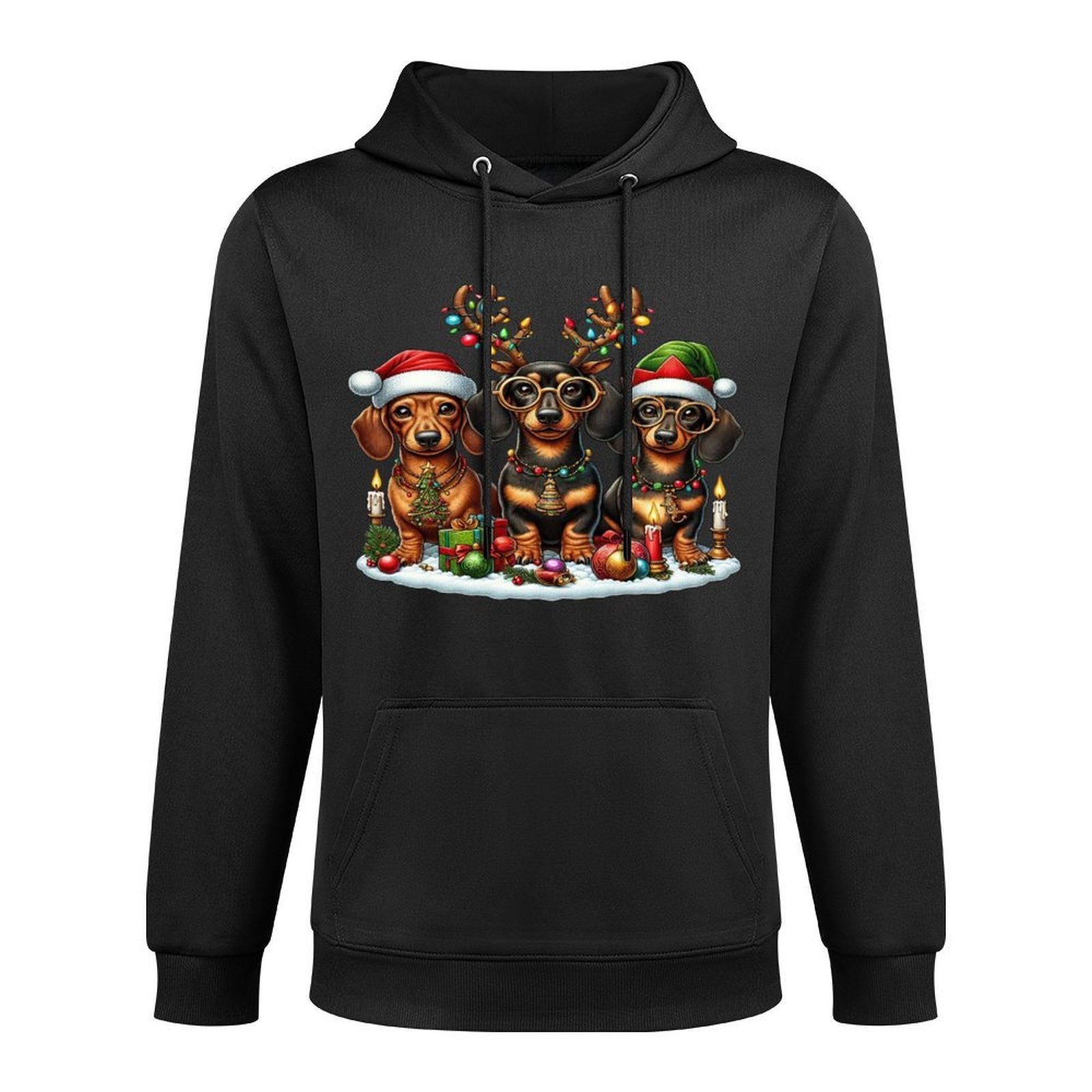 Cute Santa Reindeer Elf Dachshund Christmas Womens Mens Kids Pilling-Resistant Hoodie