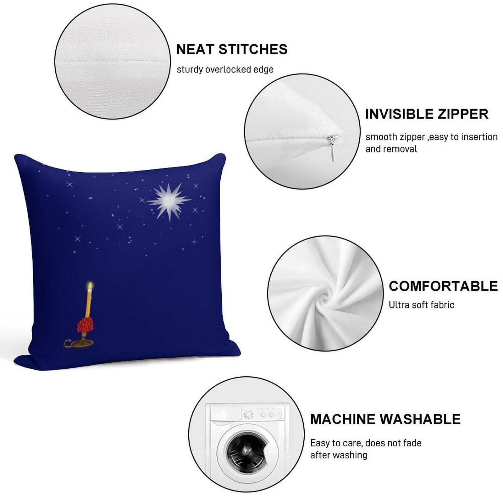 Moravian Star And Moravian Candle In The Sky... Soft Reinforced Edging Throw Pillow