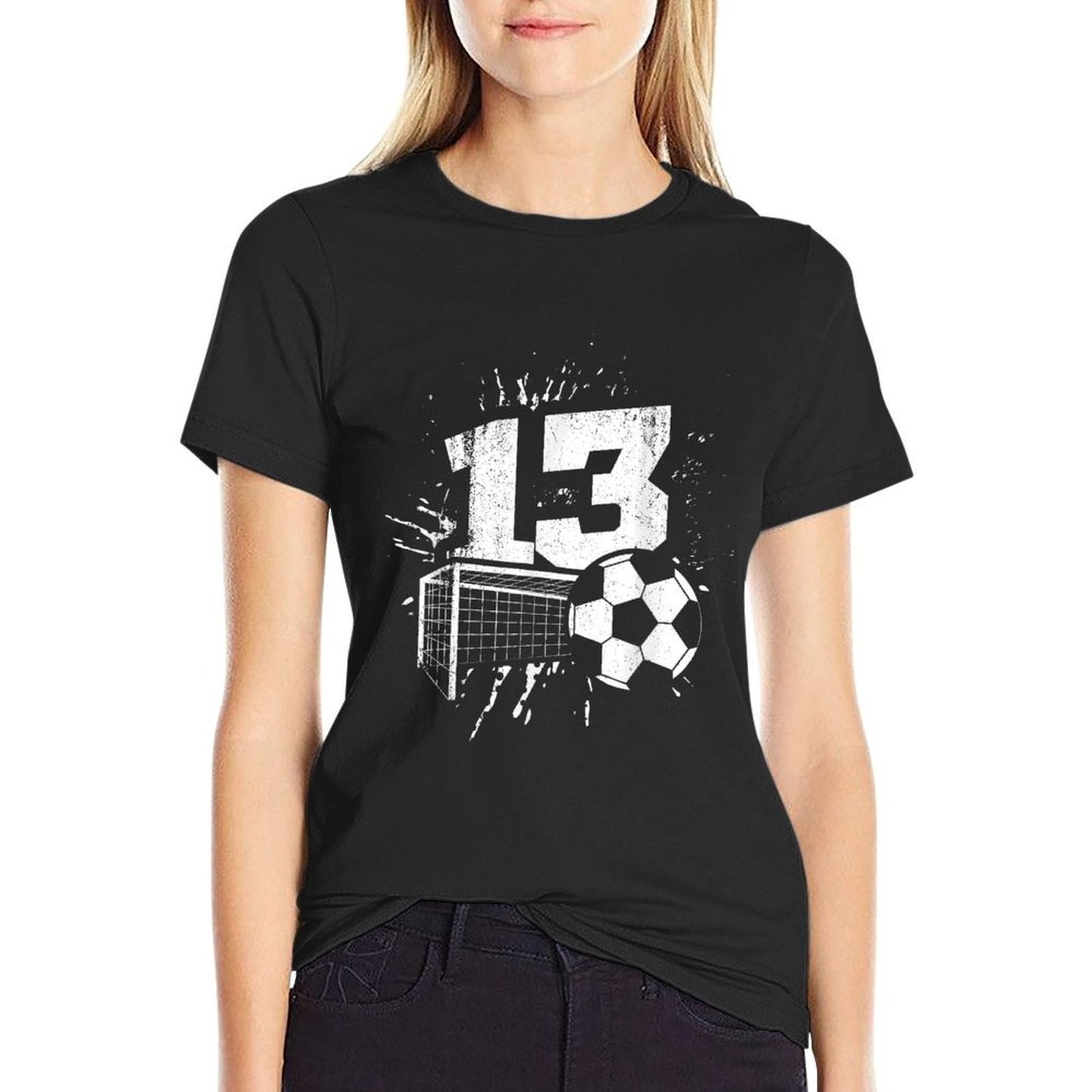 13th Birthday Boy Soccer Player Football 13 Years Old Stretchy T-Shirt