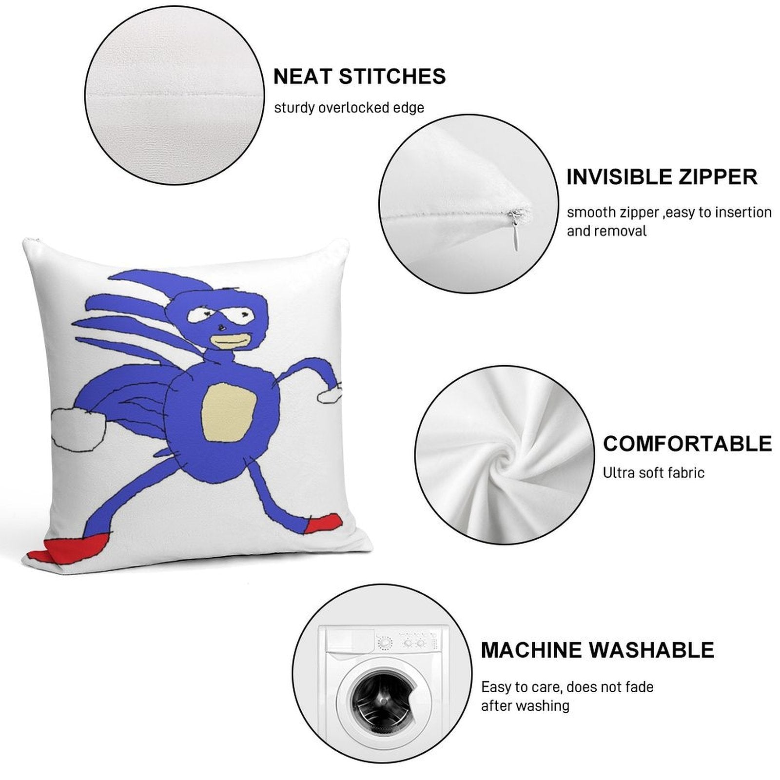 Sanic Soft Easy Maintenance Throw Pillow