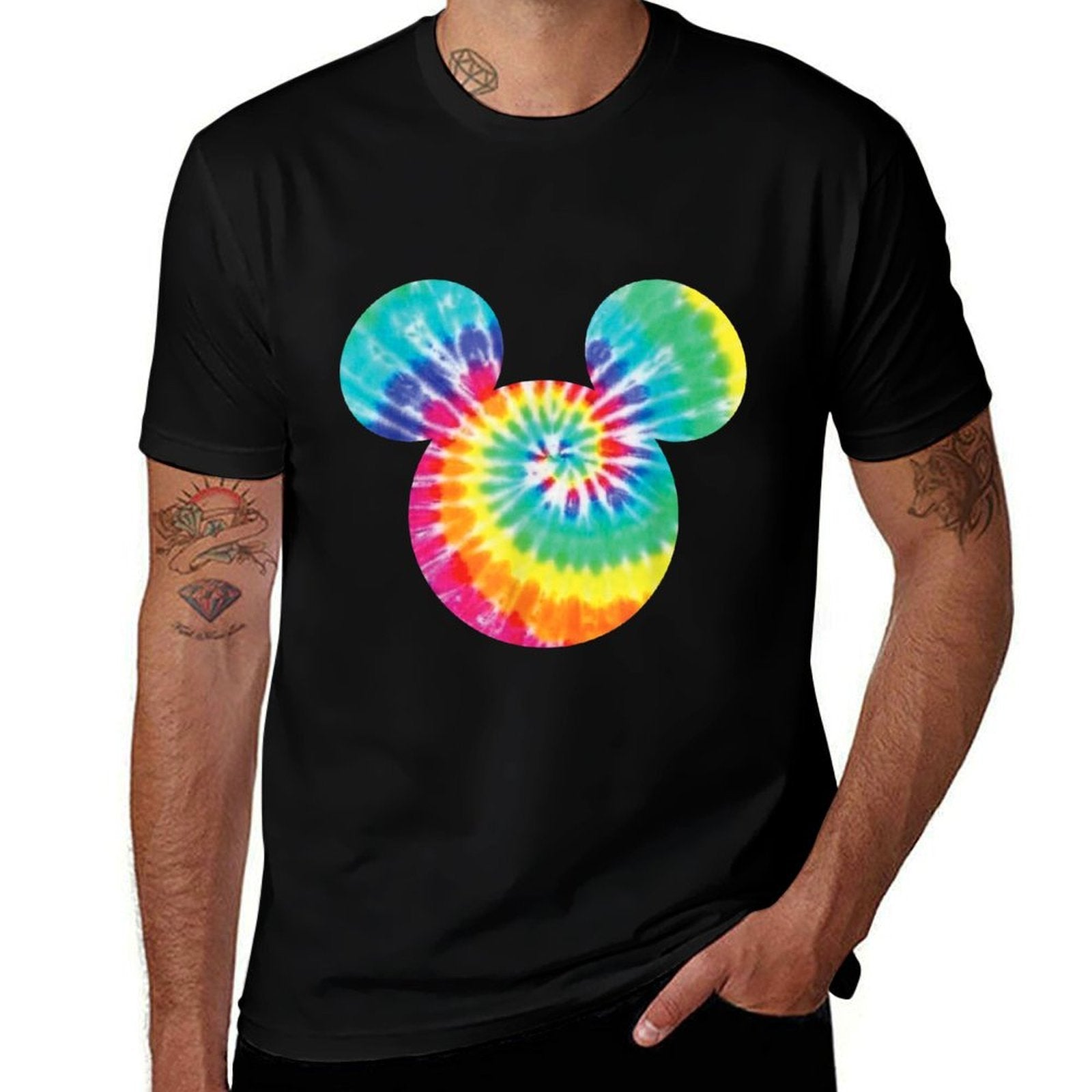 Disney Mickey Mouse Icon Rainbow Tie-Dye Relaxed-fit T-Shirt