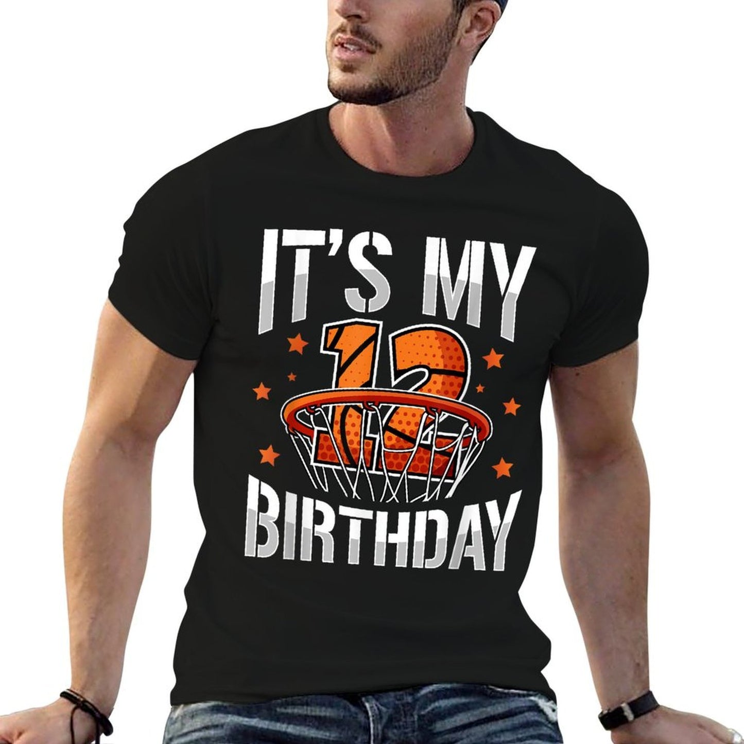 12 Years Old 12th Birthday Basketball Party Boys Kids Oversized Silhouette T-Shirt