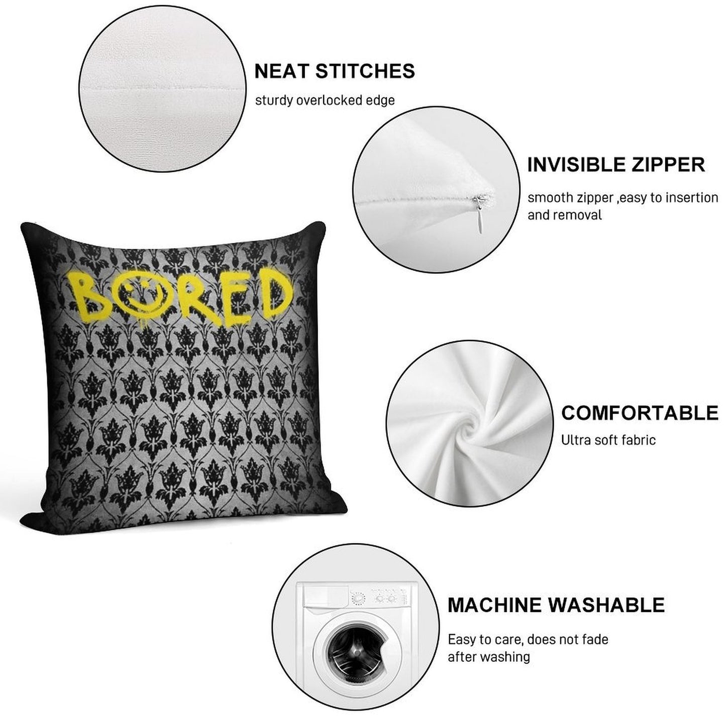 Sherlock - Bored (with Wallpaper) Soft Easy Maintenance Throw Pillow