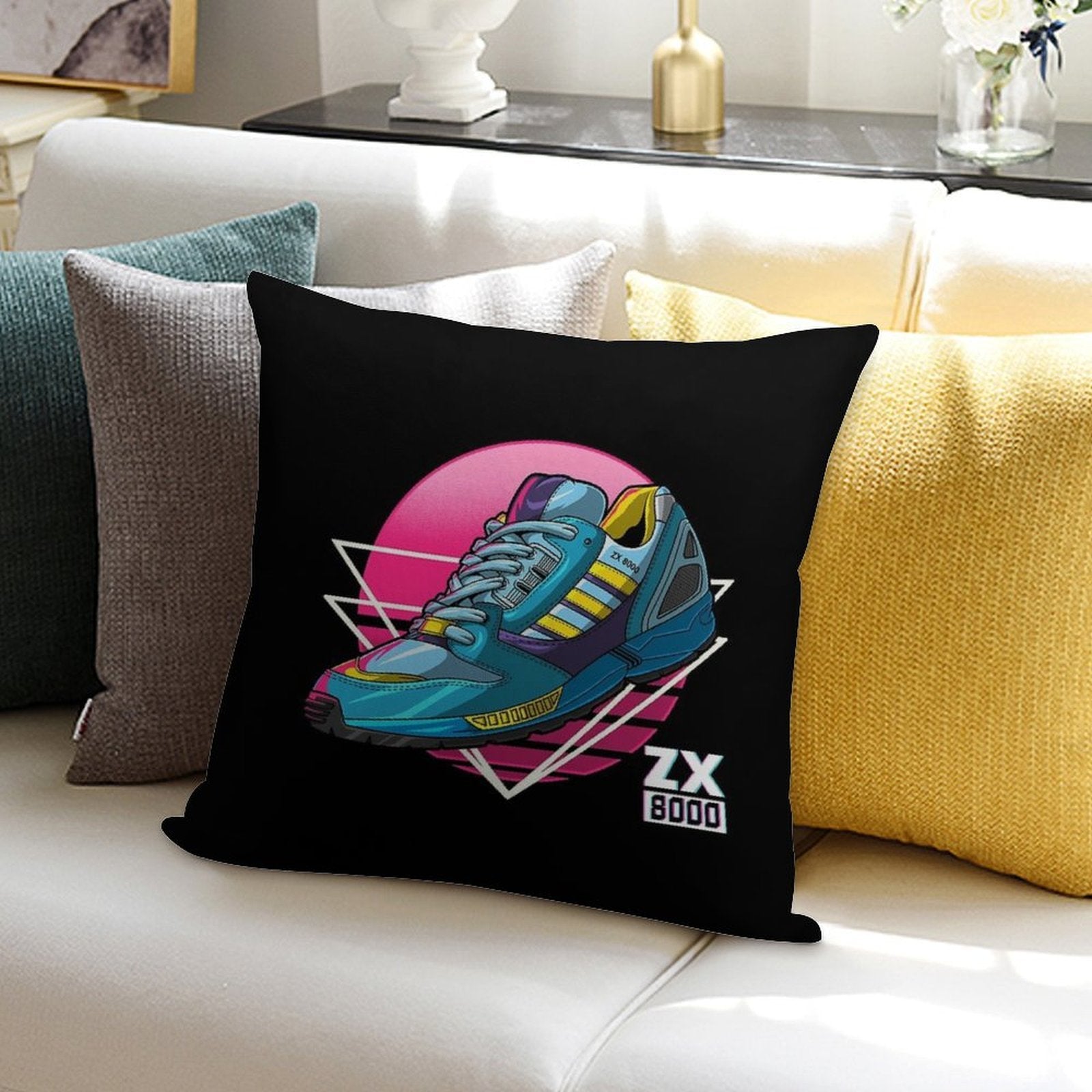 Zx Aqua 8000 Sneaker Lifestyle Ninetees Retro Runner Torsion Soft Durable Construction Throw Pillow