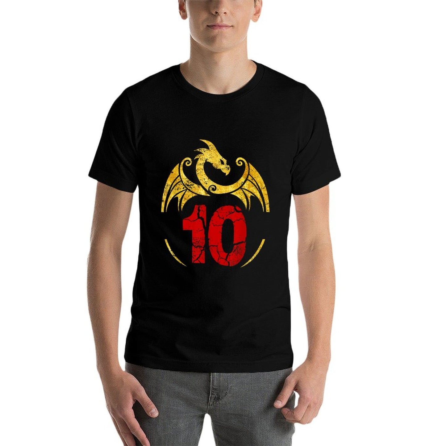 10th Birthday Gift Dragon Oversized Silhouette T-Shirt