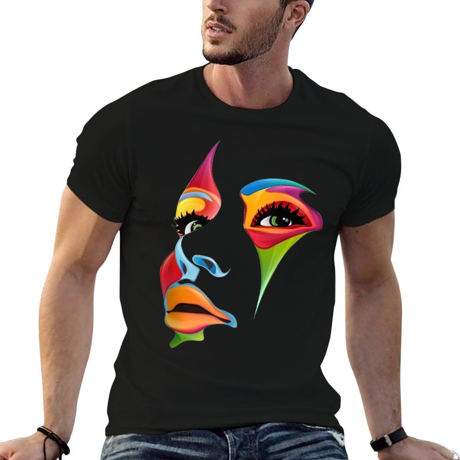 Abstract Colorful Woman Art Face Comfortable T-Shirt