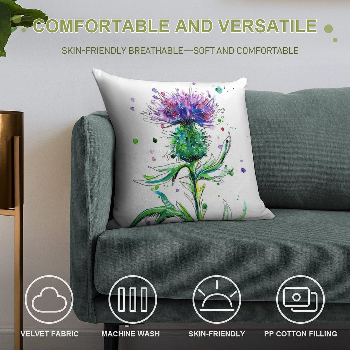 Thistle #1 Soft Warmth Comfort Throw Pillow
