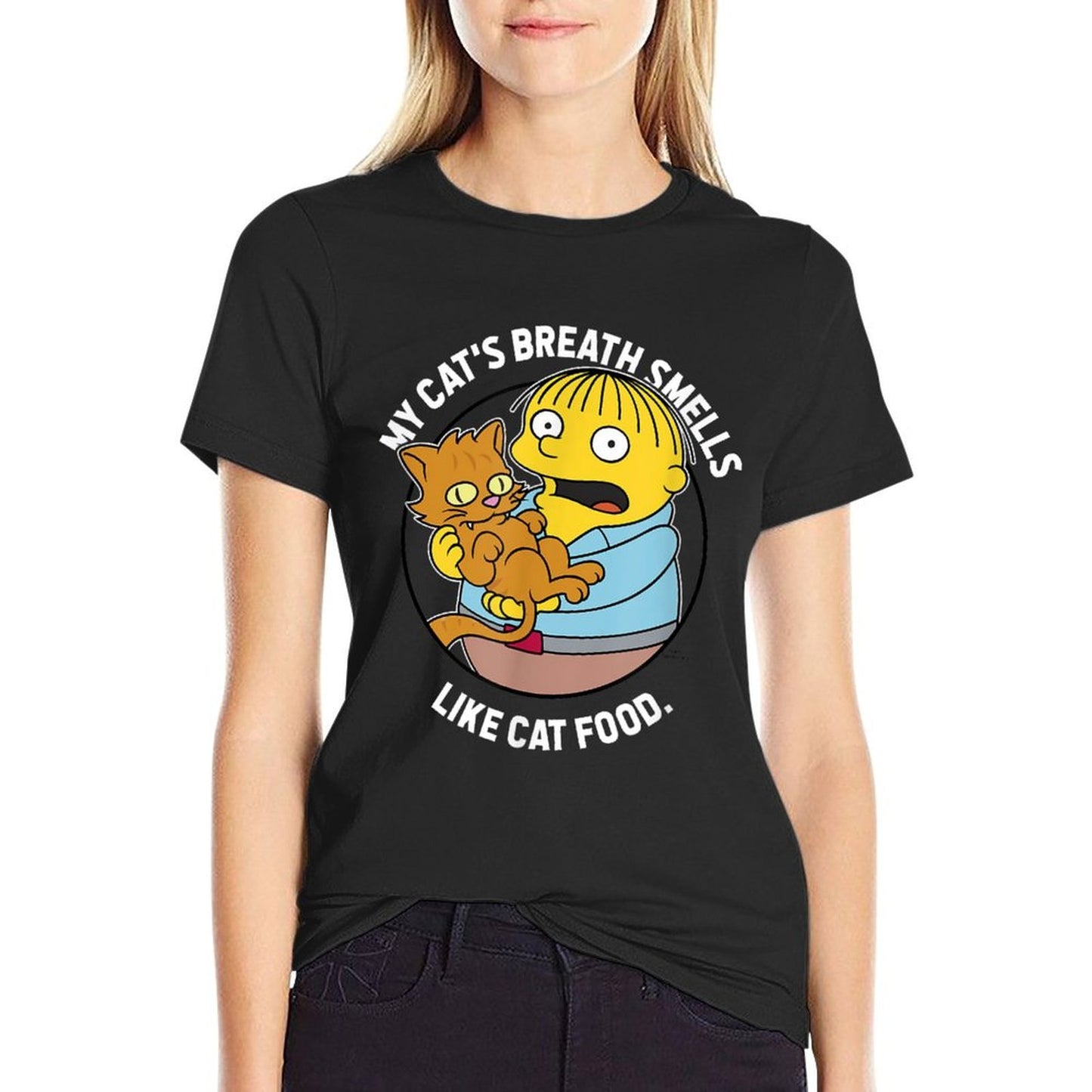 The Simpsons Ralph My Cats Breath Smells Like Cat Food Rolled Sleeves T-Shirt