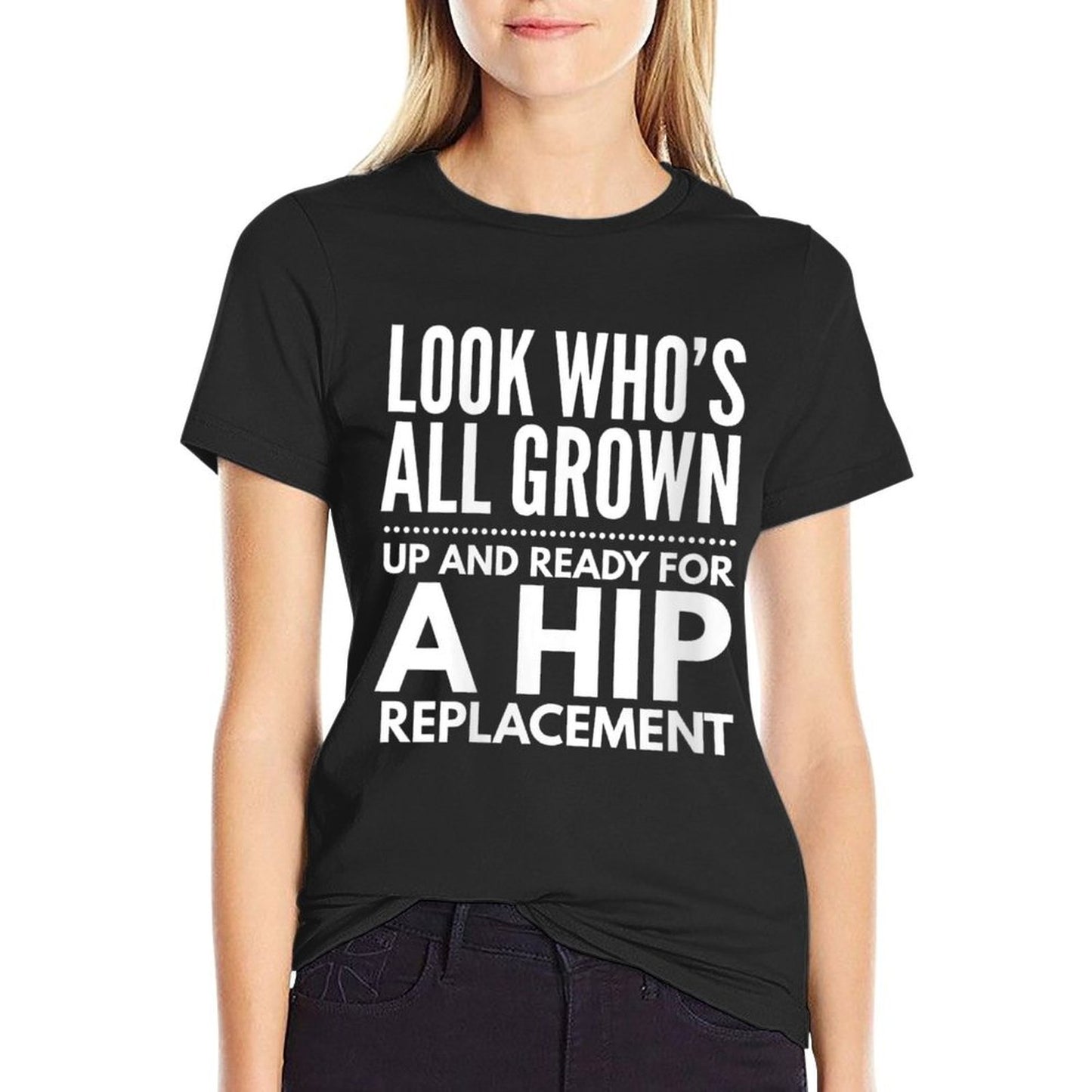Womens Funny Hip Replacement 1969 50th Birthday Gag Gift Party Idea Rolled Sleeves T-Shirt