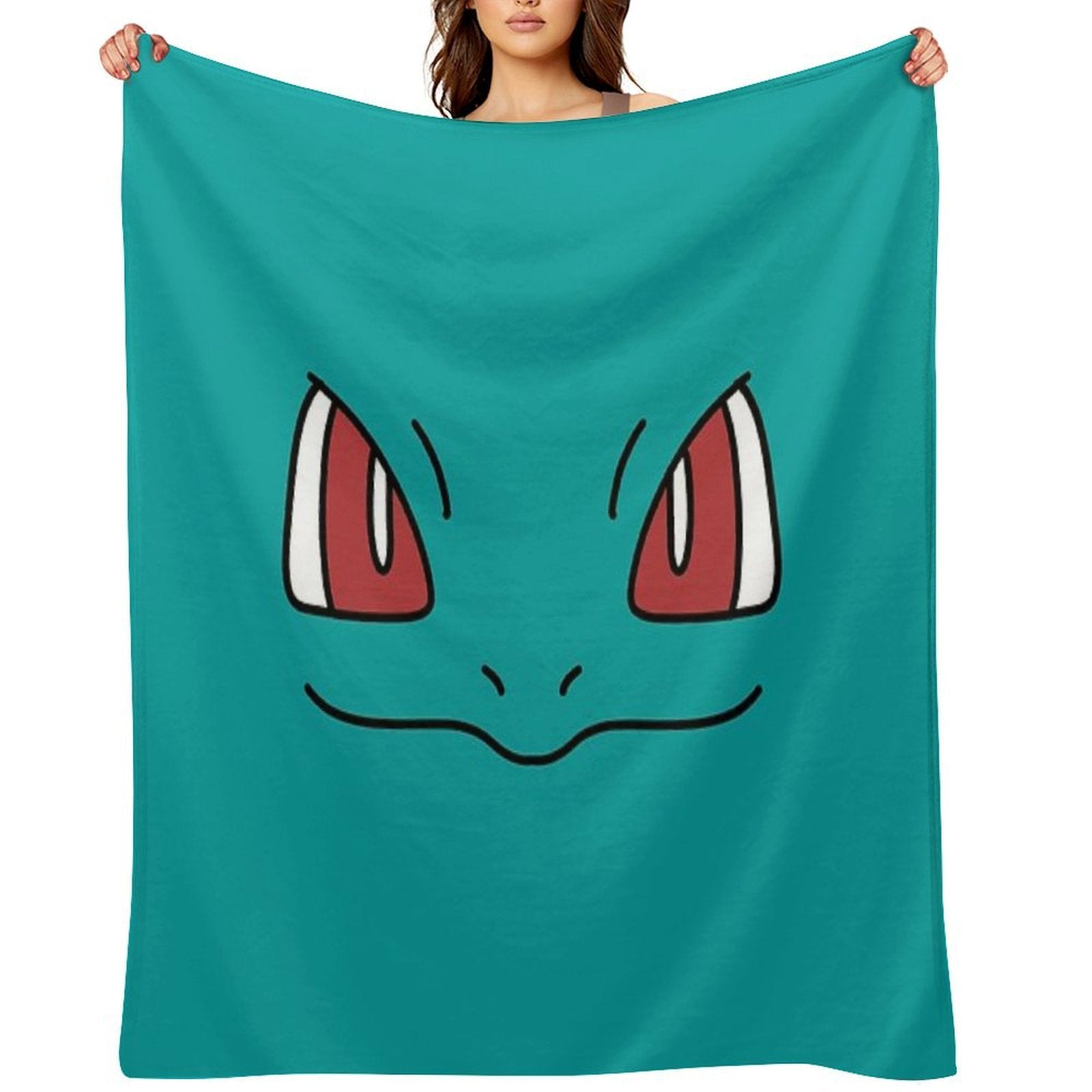Bulbasaur Face Machine-washable Throw Blanket
