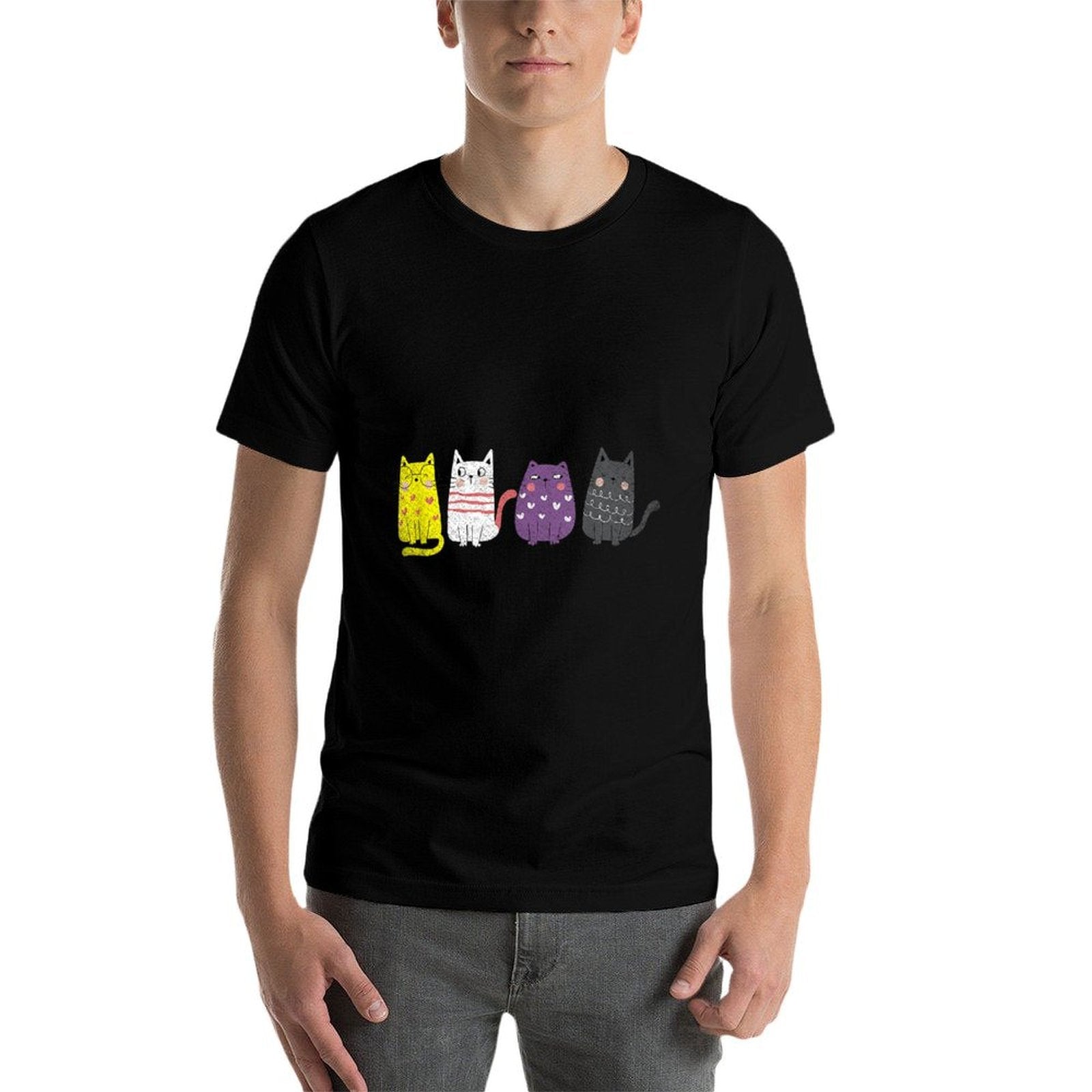 Cute Animal Cat Gift Non Binary Pride Agender Non Binary  Moisture-wicking T-Shirt