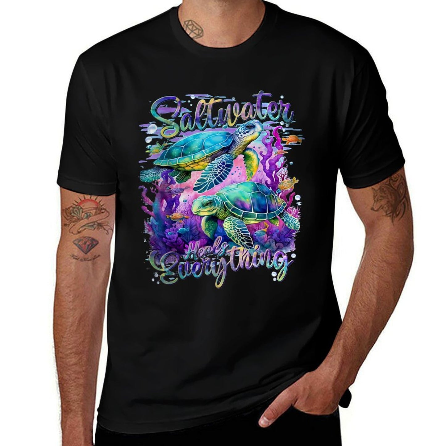 Saltwater Heals Everything Sea Turtle Odor-resistant T-Shirt
