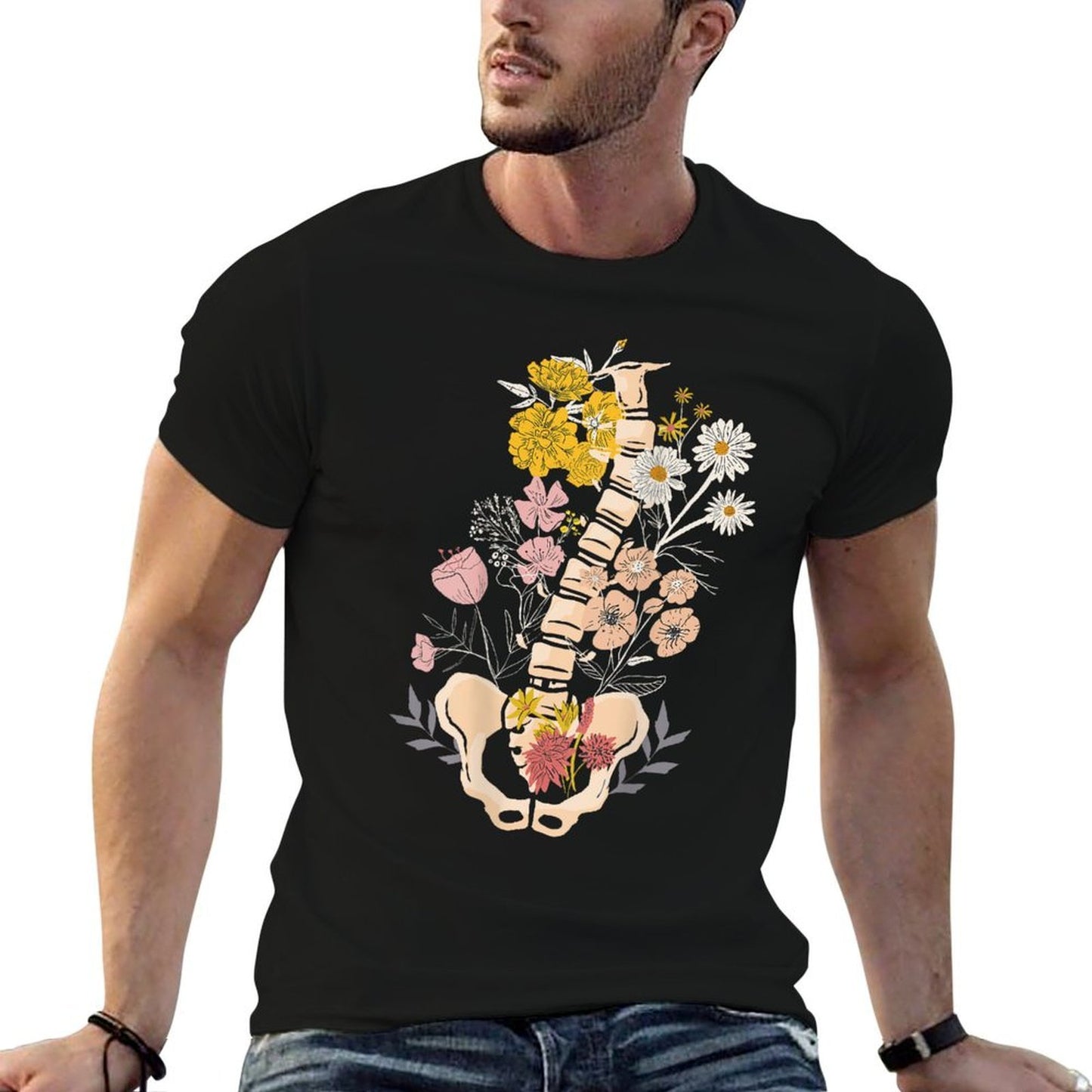 Scoliosis Awareness Spinal Fusion Back Surgery Botanical High-quality Stitching T-Shirt