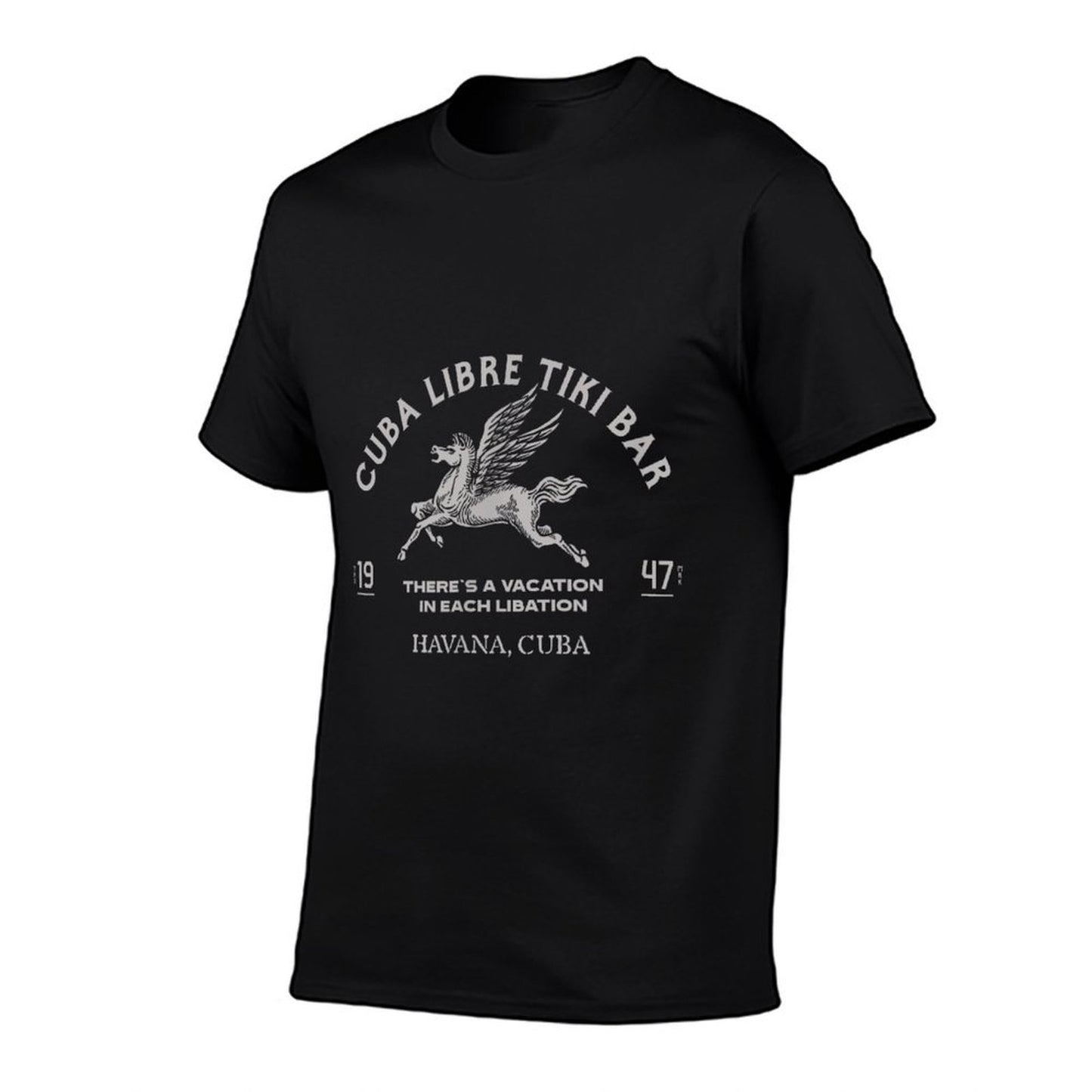 Tiki Bar Havana Cuba Libre 1947 Art Deco Vintage Distressed Black Polyester Heathered Texture T-Shirt