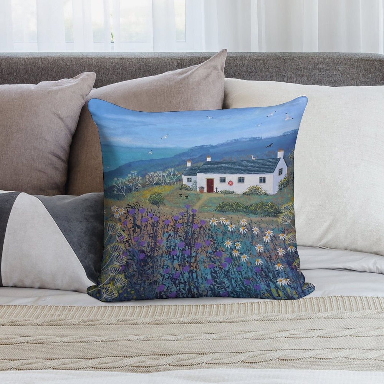 A Place by The Sea Soft Ultra-Soft Texture Throw Pillow