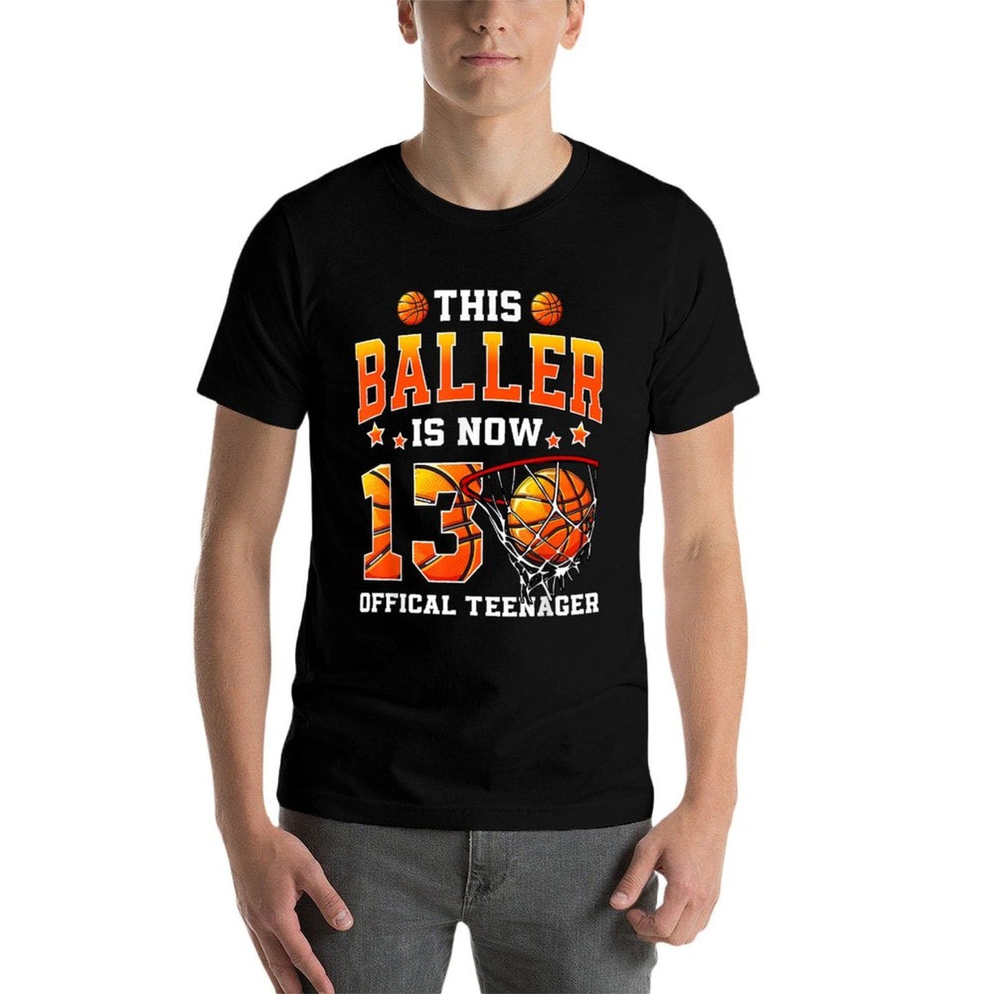 This Baller Is Now 13 Basketball Boys Girls 13th Birthday Easy-care T-Shirt
