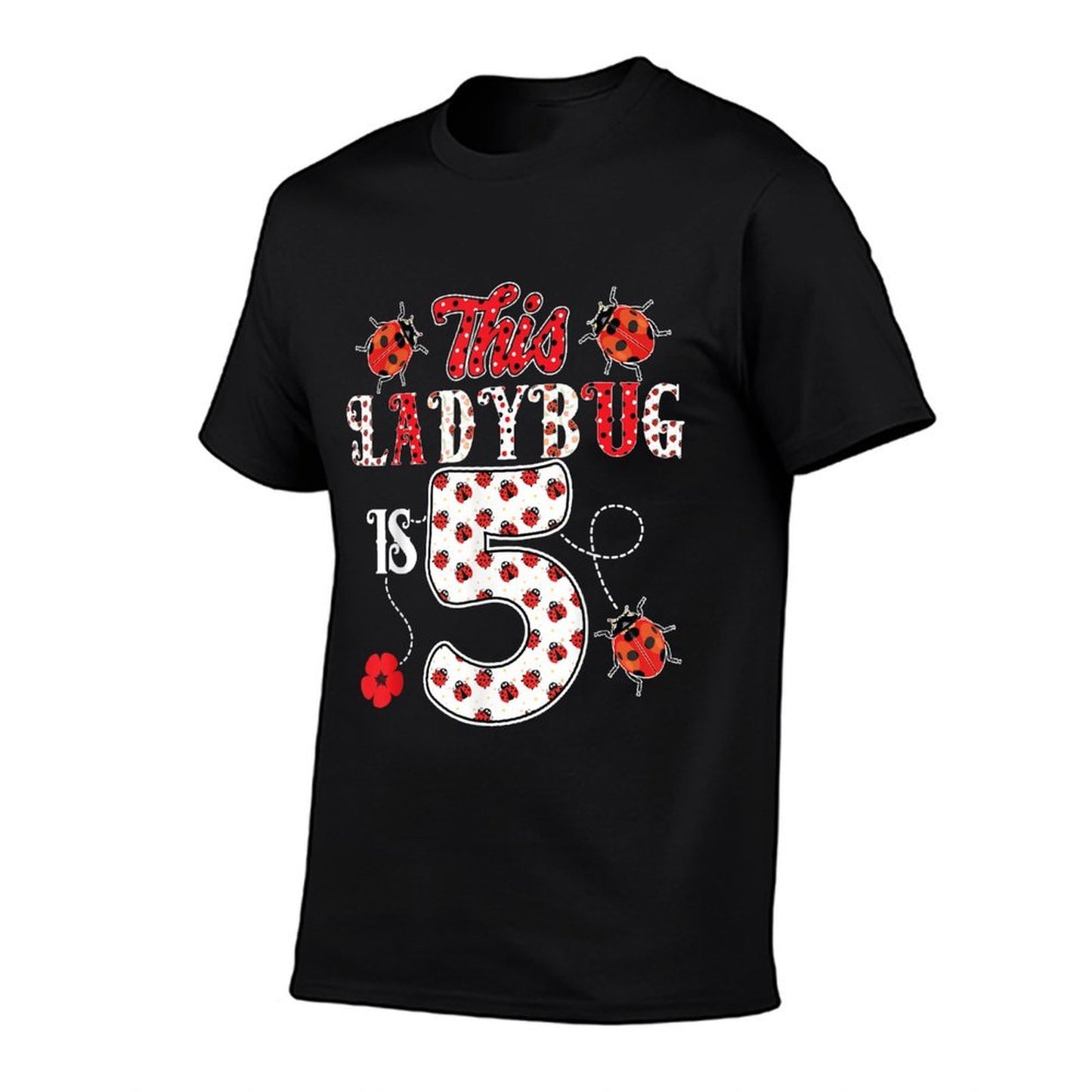 This Ladybug Is 5 Years Old 5th Birthday Girl Family Ladybug Cotton T-Shirt