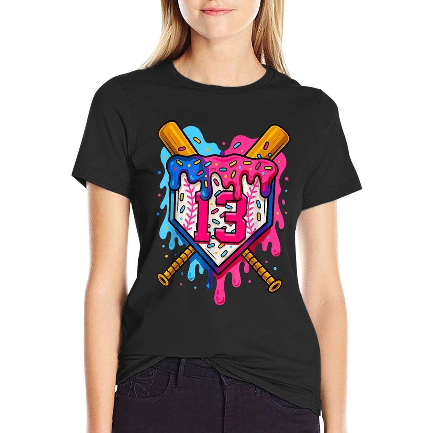 13th Baseball Birthday Ice Cream Drip Boys Girls 13 Years Vintage-inspired T-Shirt