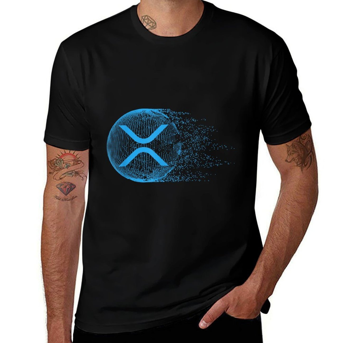 XRP Abstracts for Men And Women Unisex-Adults Black Small Modern Easy-care T-Shirt