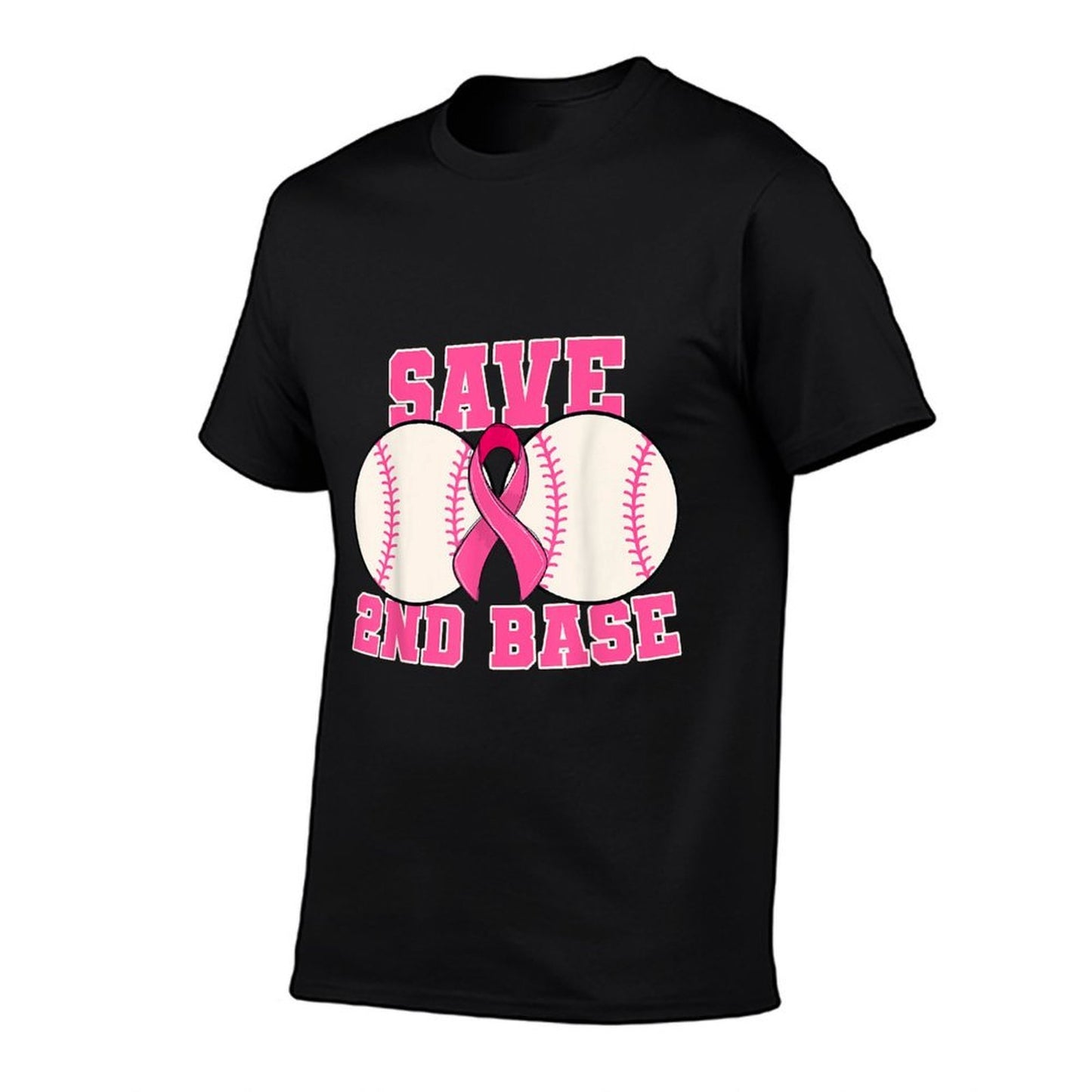 Save Second 2nd Base Breast Cancer Survivor Funny Baseball Fade-proof Color T-Shirt