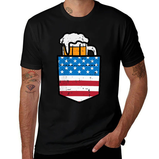 4th Of July American Pocket Funny Patriot Dad Team Men  Trendy Pattern T-Shirt