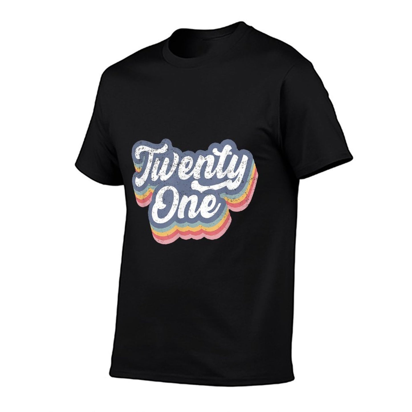 21st Birthday For Women Twenty One Est. 2001 Rainbow Retro Fade-proof Color T-Shirt