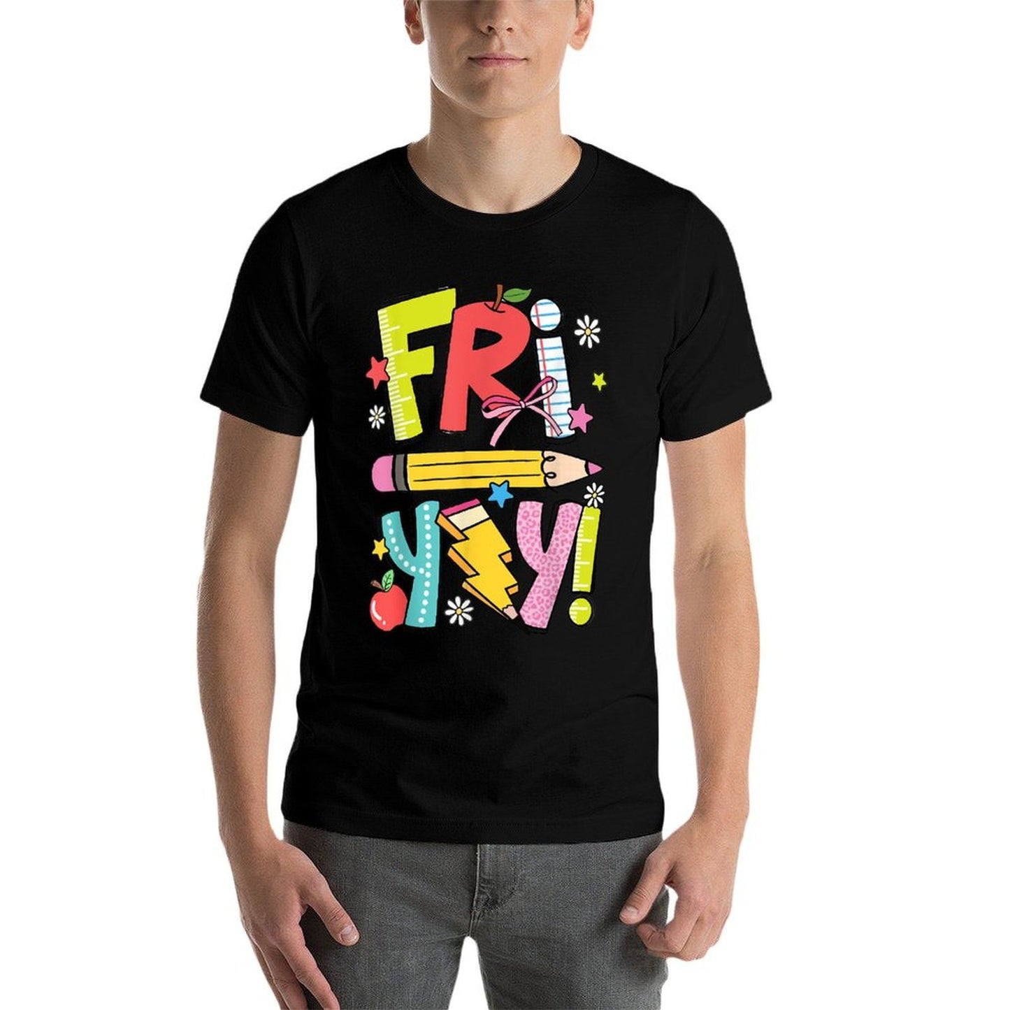 Retro Teacher Fri-Yay Dalmatian Teacher Team Back To School Men Women Girls Kids  Rolled Sleeves T-Shirt