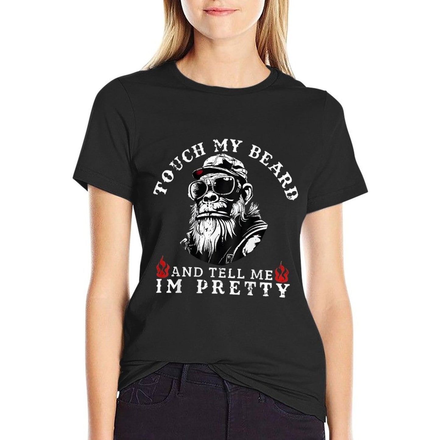 Touch My Beard And Tell Me Im Pretty Monkey Trendy Pattern T-Shirt