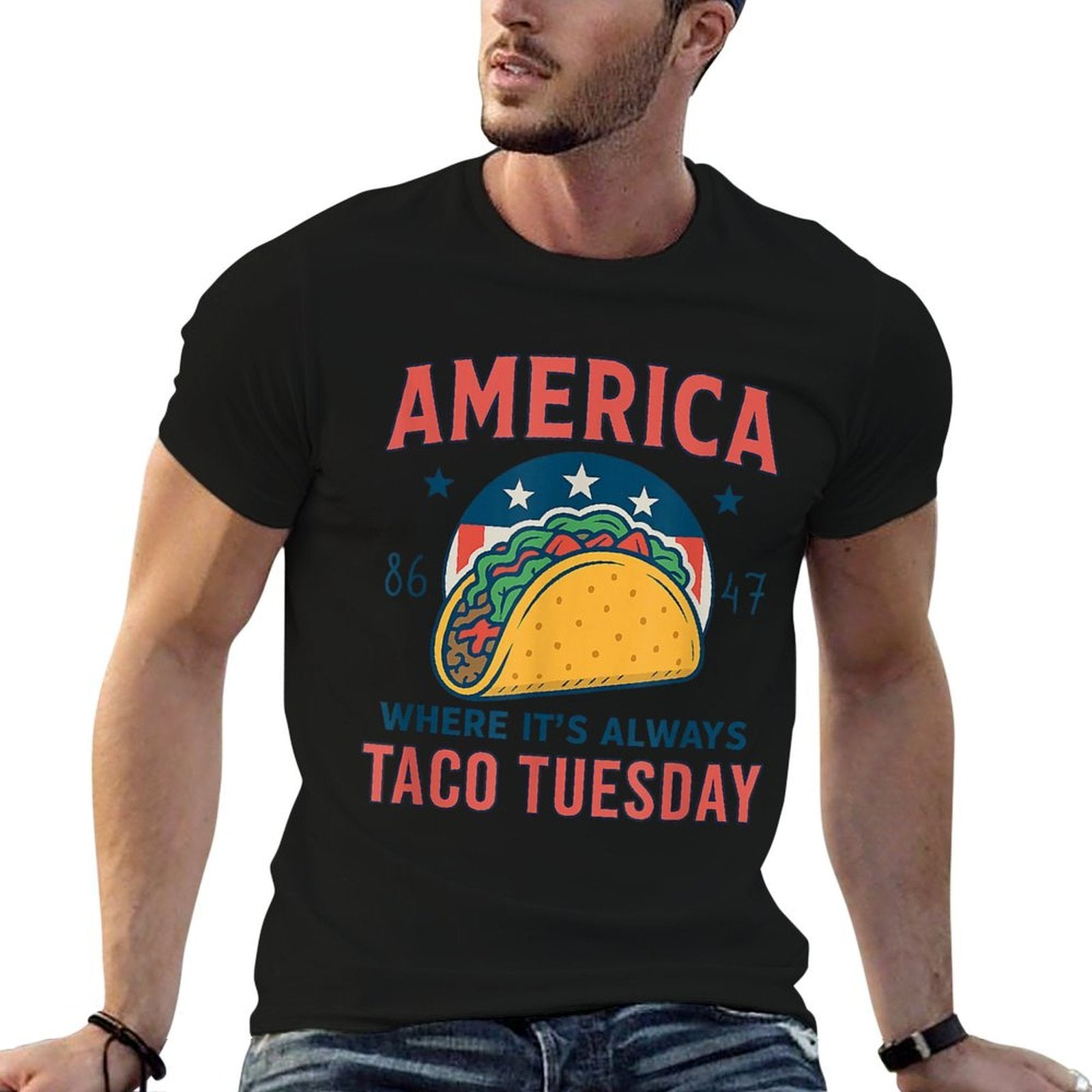 America Taco Tuesday Funny Patriotic 4th Of July Taco  Moisture-wicking T-Shirt