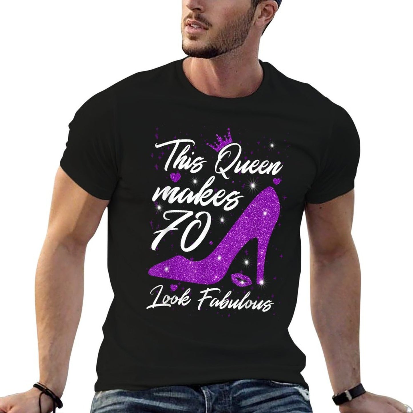 This Queen Makes 70 Look Fabulous 70th Birthday Summer-ready Fabric T-Shirt