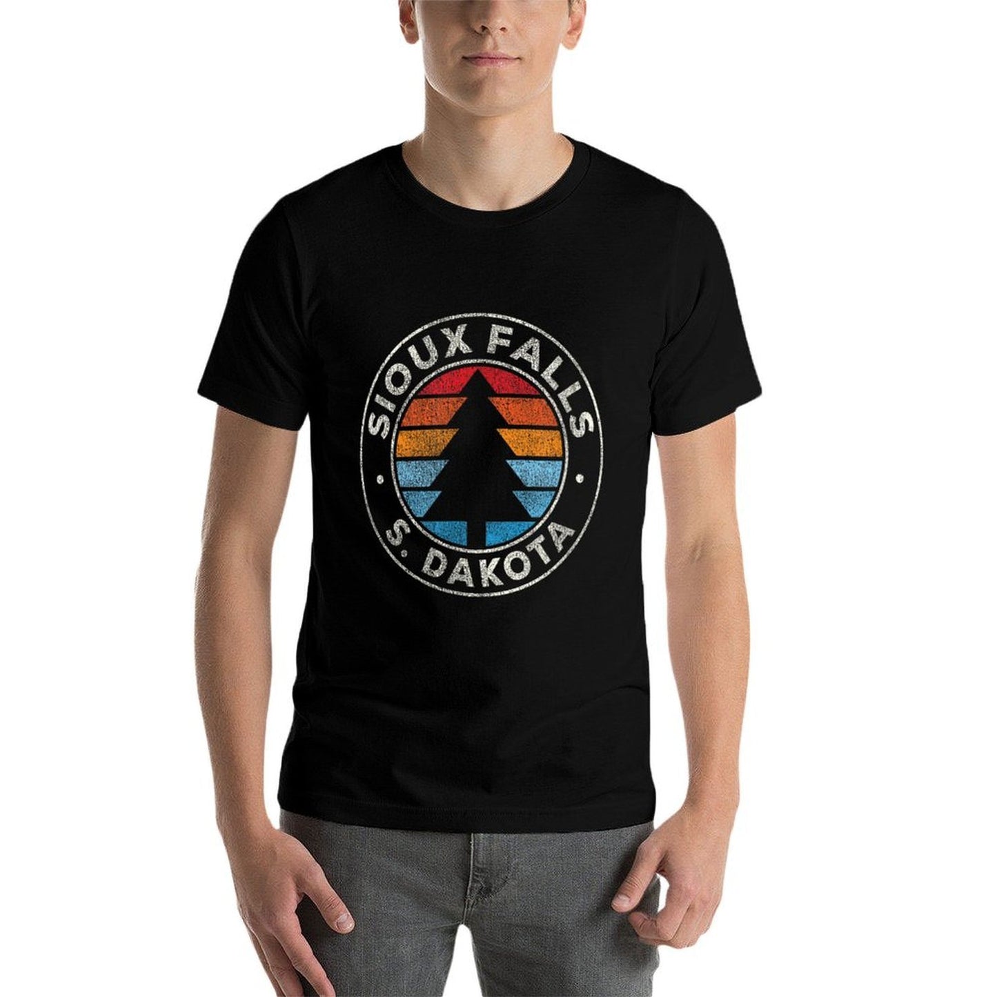 Sioux Falls South Dakota SD Vintage Graphic Retro 70s Heathered Texture T-Shirt