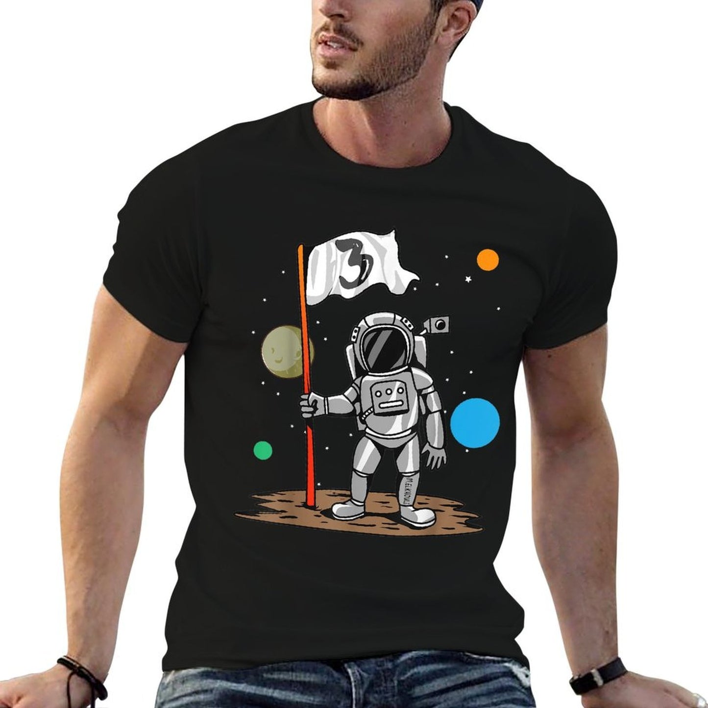 3rd Birthday Party Outer Astrology 3 Years Astronaut Space High-quality Stitching T-Shirt