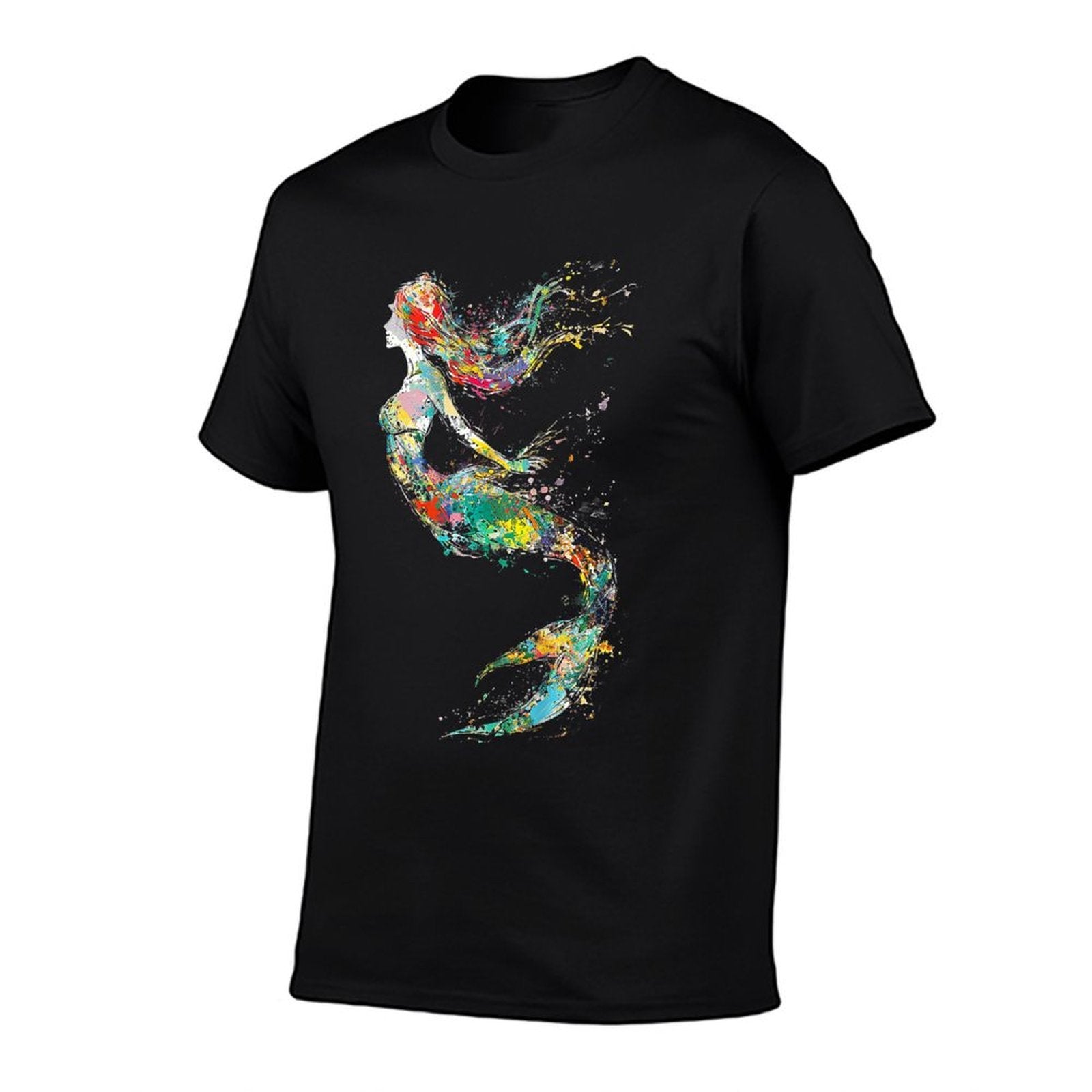 Mermaid Colorful Painting Art Graphic Abstract Motif Mermaid  Easy-care T-Shirt