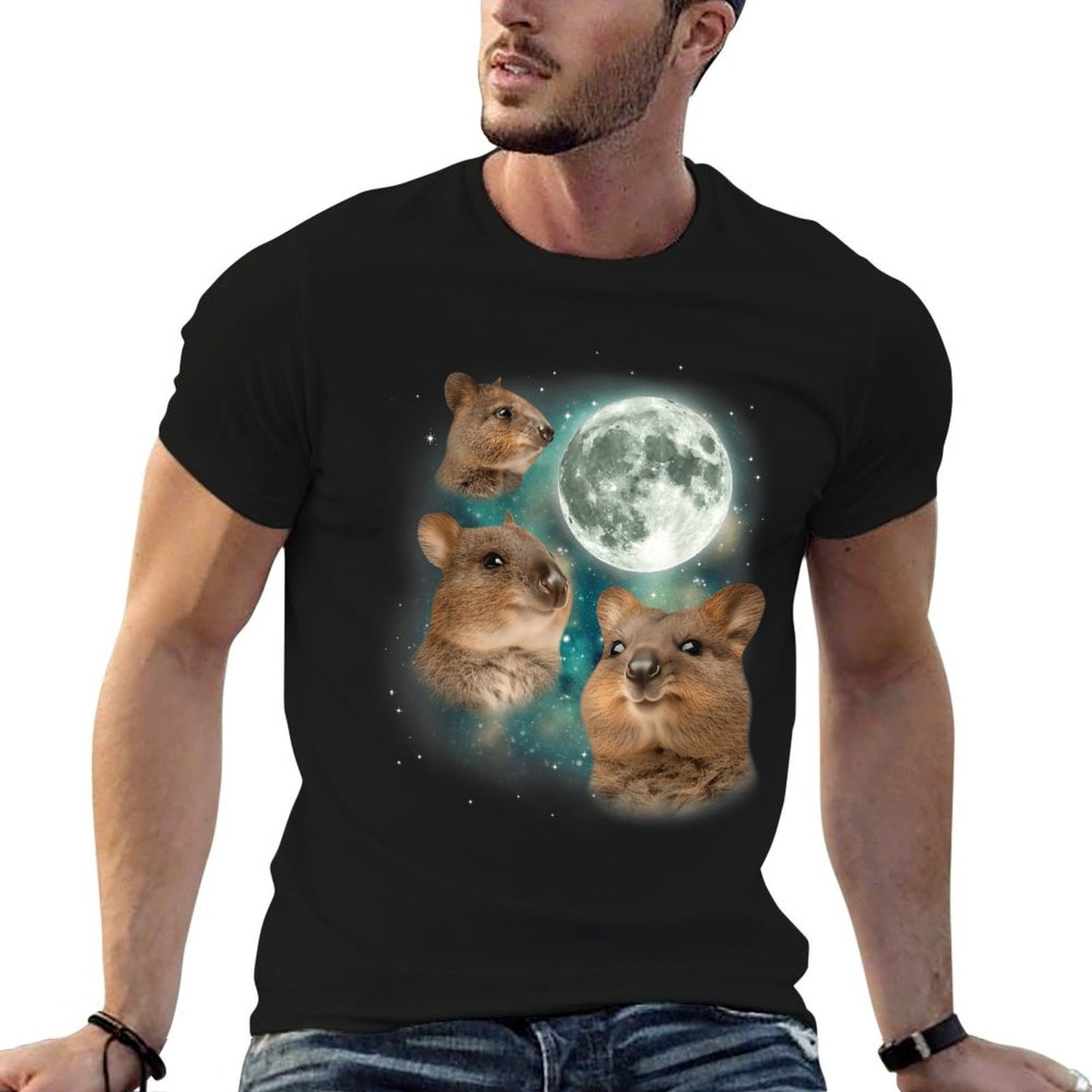 Three Quokka Moon 3 Quokka Funny Weird Cursed Meme Odor-resistant T-Shirt