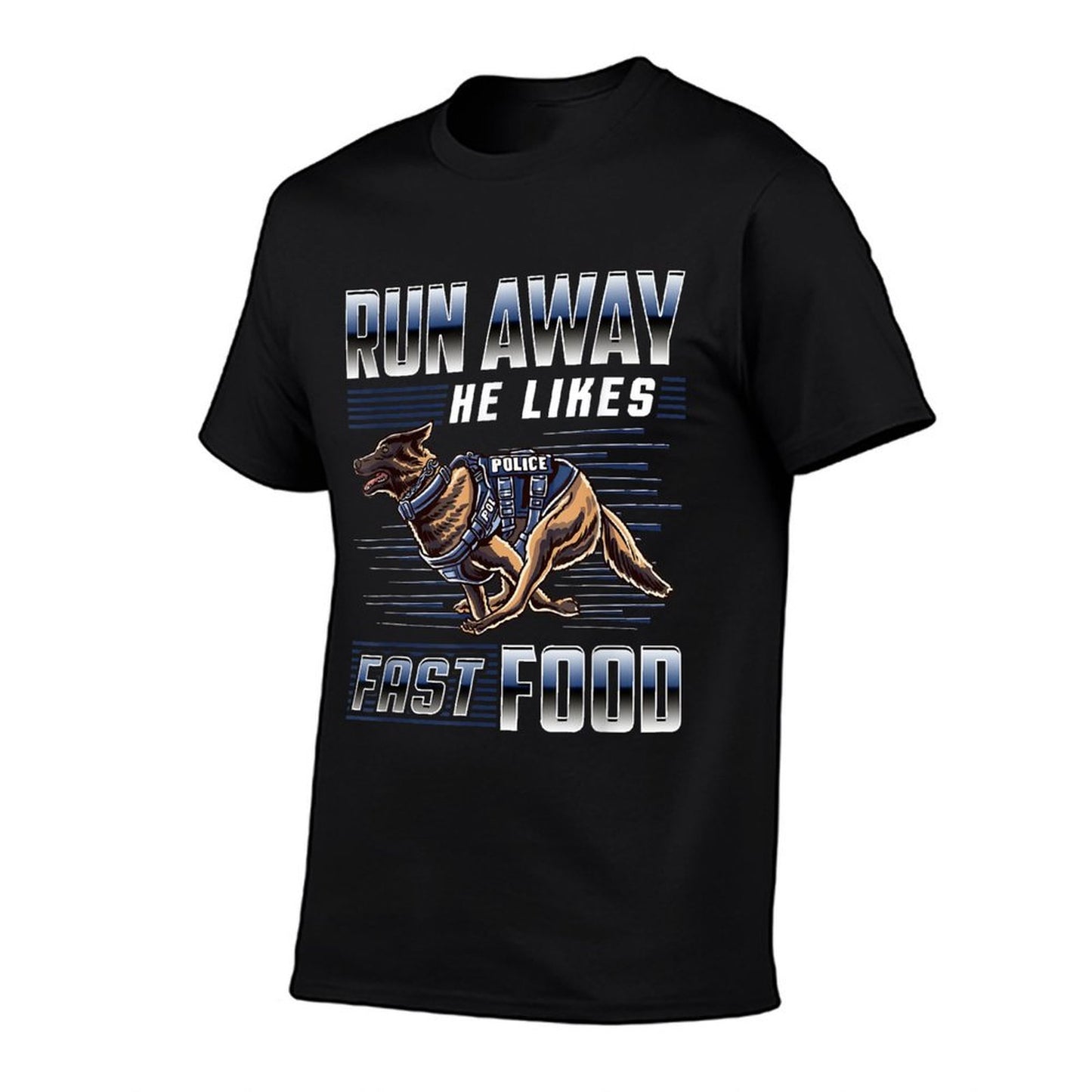Run Away He Likes Fast Food Funny Police K9 Service Dog Lightweight T-Shirt