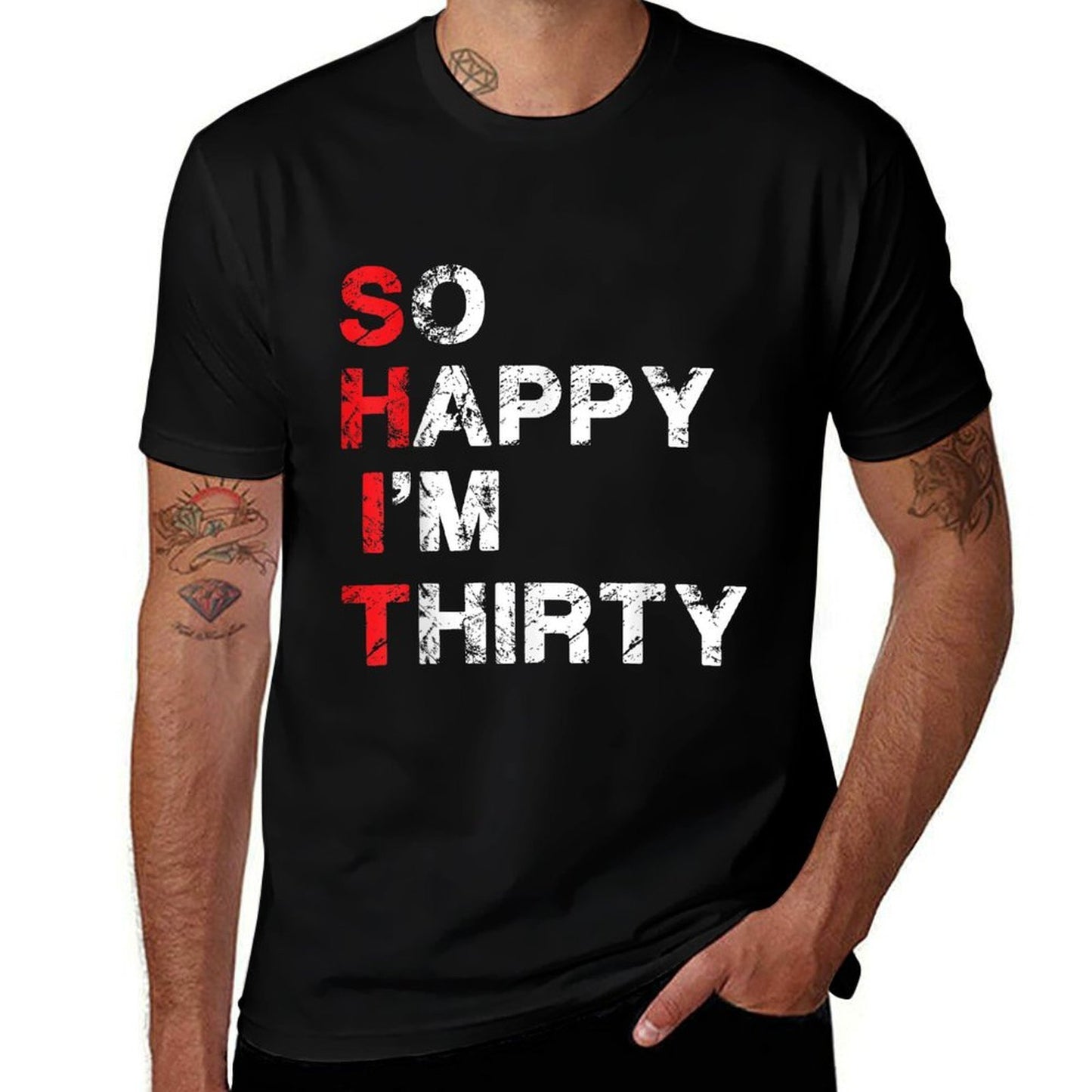 So Happy I'm Thirty Funny Sarcastic 30th Birthday Summer-ready Fabric T-Shirt