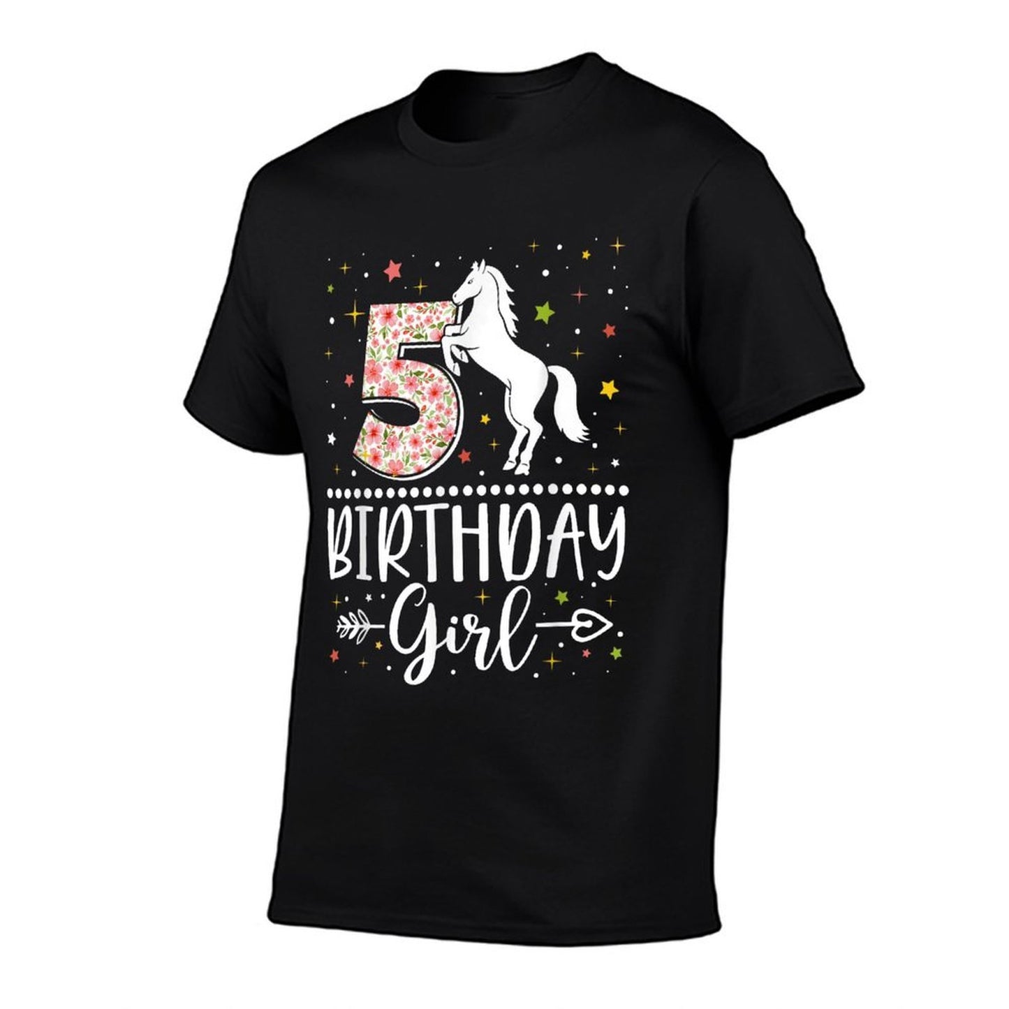 5 Year Old Horse Lover 5th Birthday Girl Horse Riding Bday  Wrinkle-resistant T-Shirt