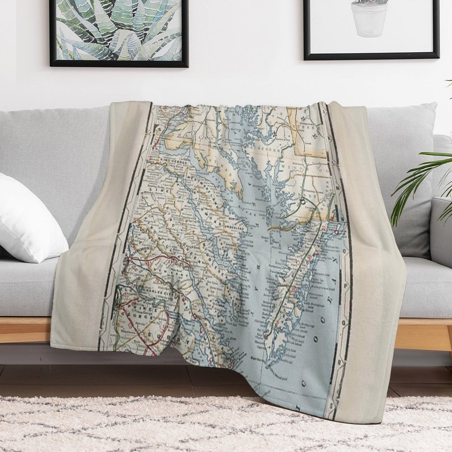 Vintage Map of The Chesapeake Bay Versatility Throw Blanket