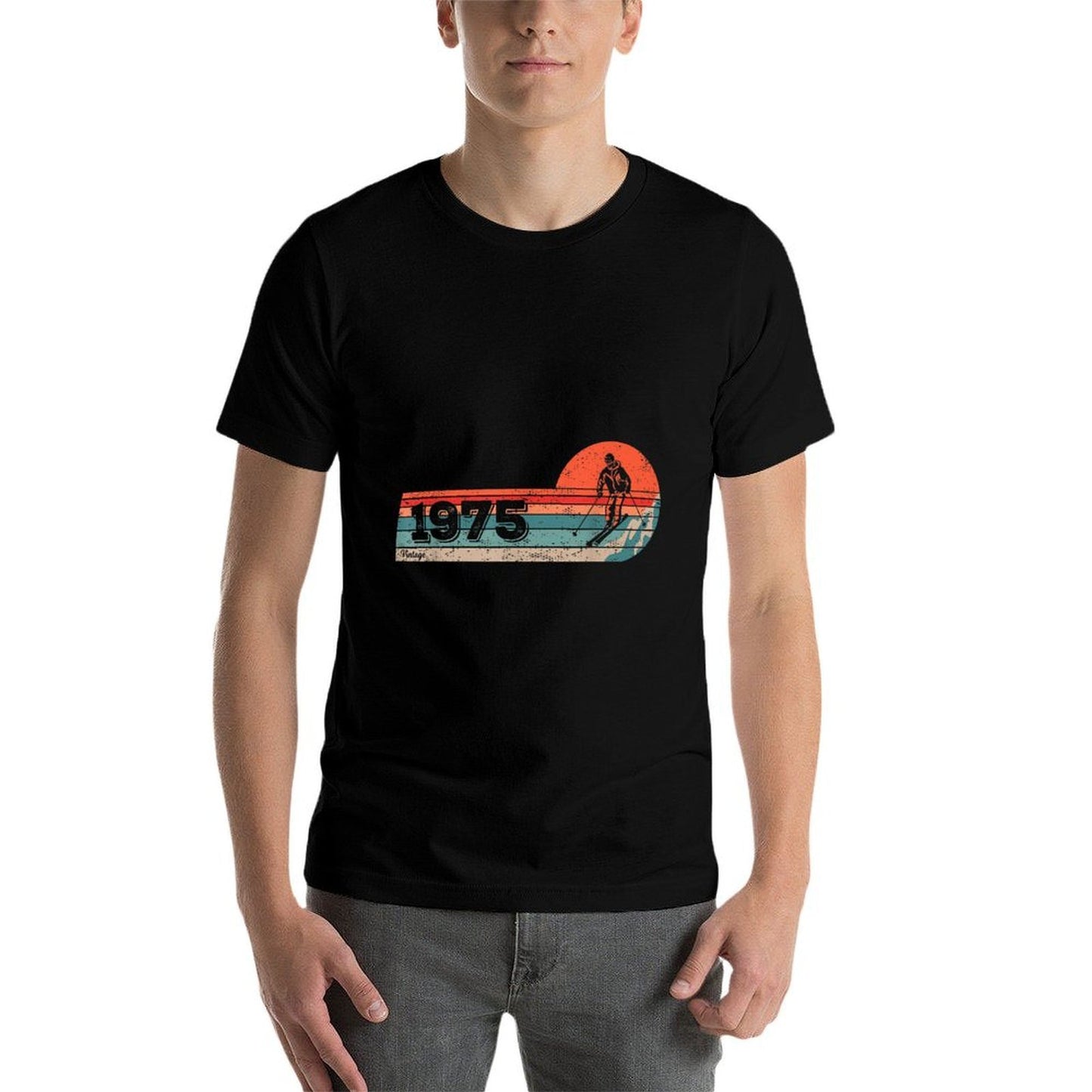 Skiers Skier Vintage Born 1975 Birthday Skiing Ski Summer-ready Fabric T-Shirt