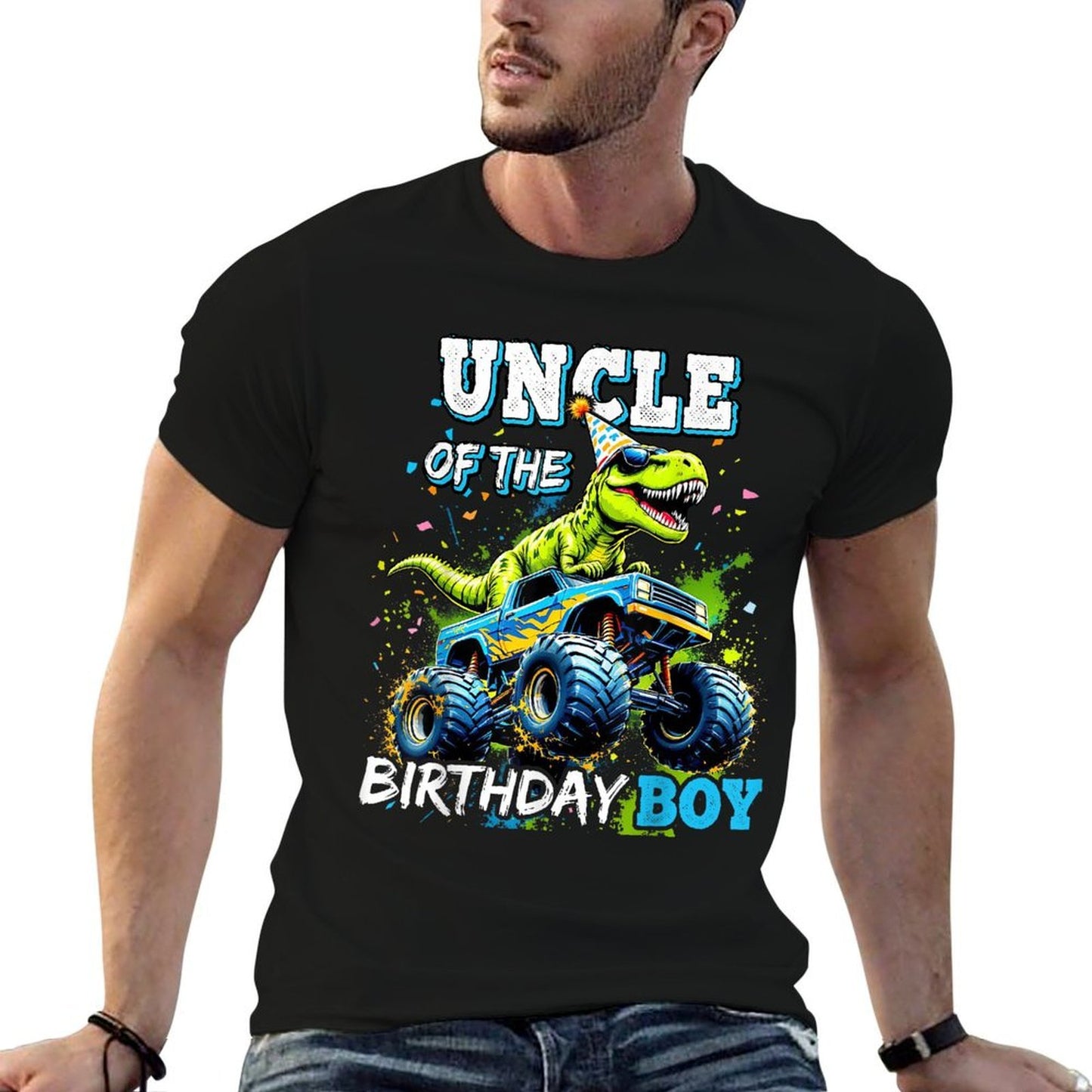 Uncle of The Birthday Boy Monster Truck Dinosaur Party T Rex Soft T-Shirt