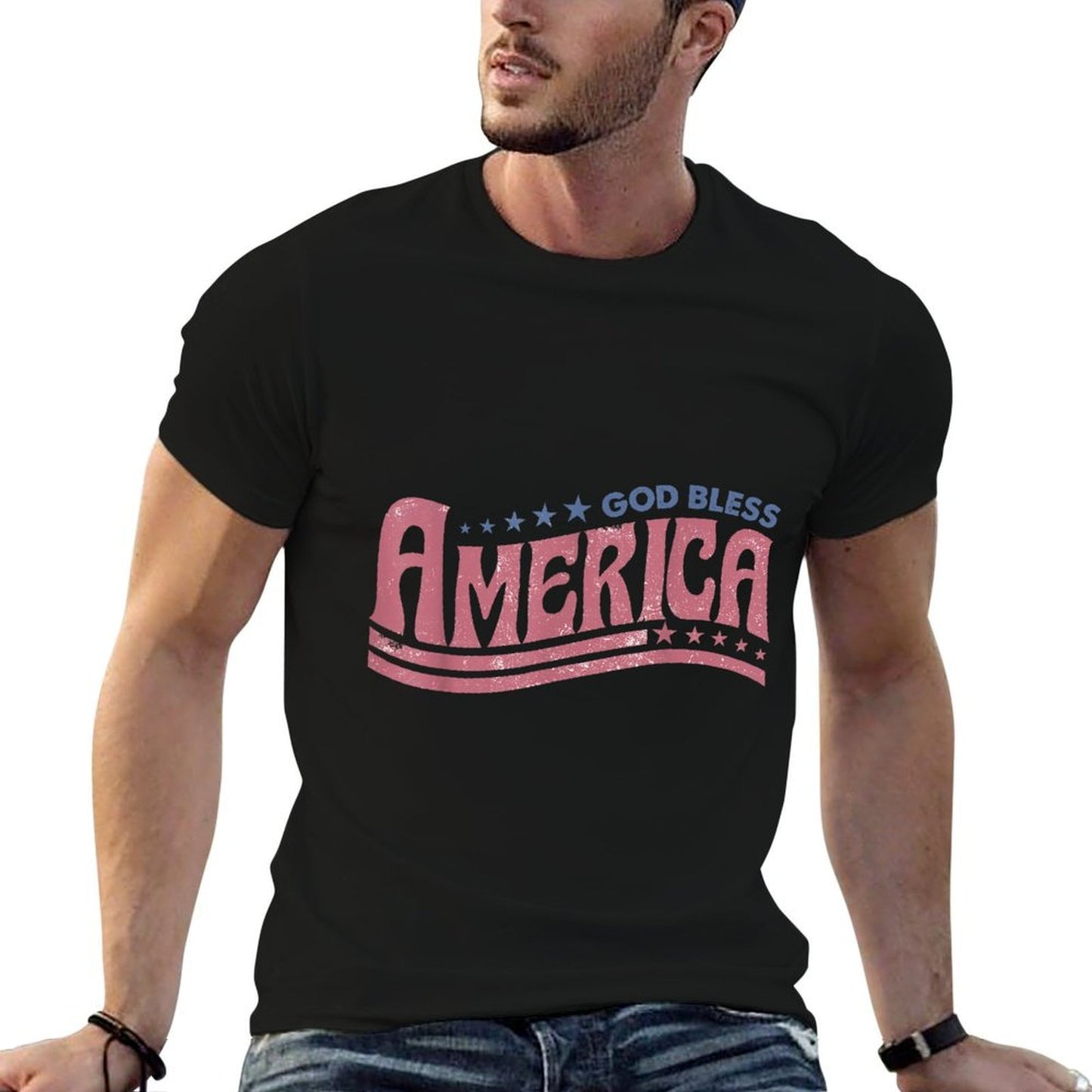 Retro Funny 4th Of July God Bless America Independence Day  Versatile T-Shirt