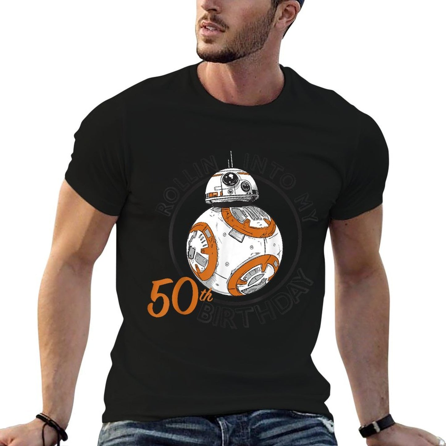 Star Wars BB-8 Rollin Into My 50th Birthday Portrait Versatile T-Shirt